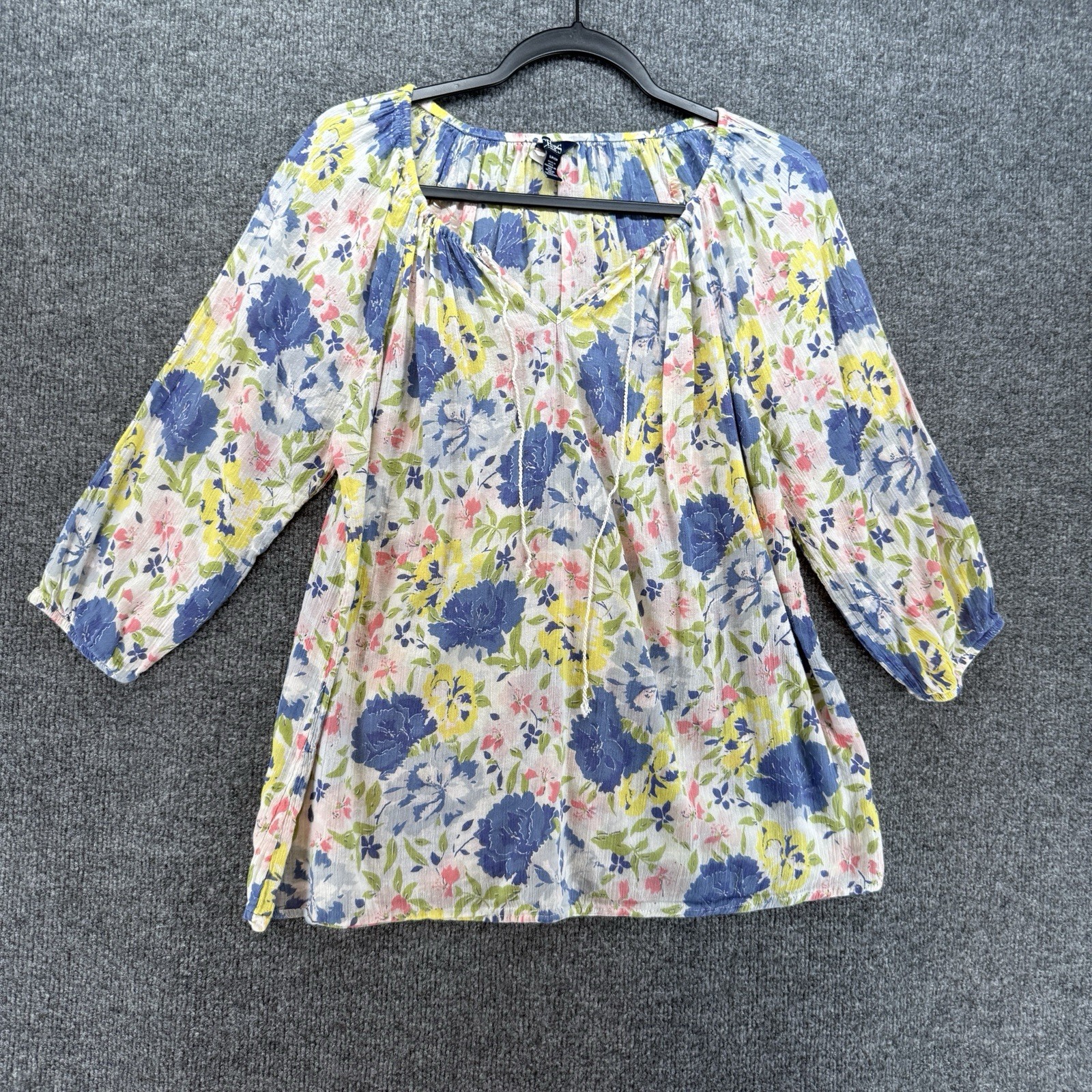 Chaps Top Womens S Floral V-Neck Long Sleeve Peasant Boho Cottagecore Prairie Chaps Top Womens S Floral V-Neck Long Sleeve Peasant Boho Cottagecore Prairie