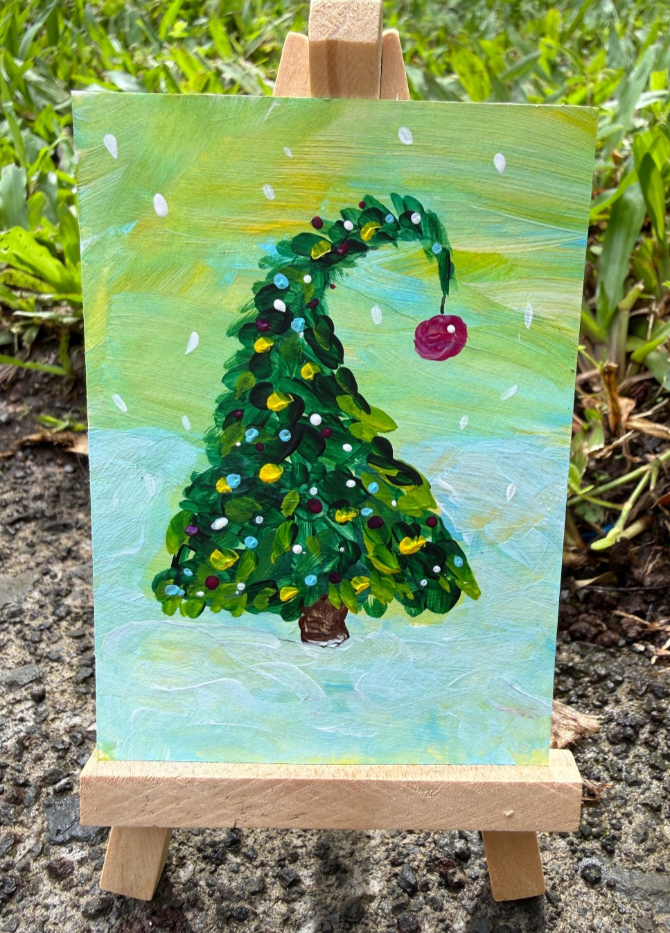 ACEO/ATC Original Acrylic Tree Mini Painting \