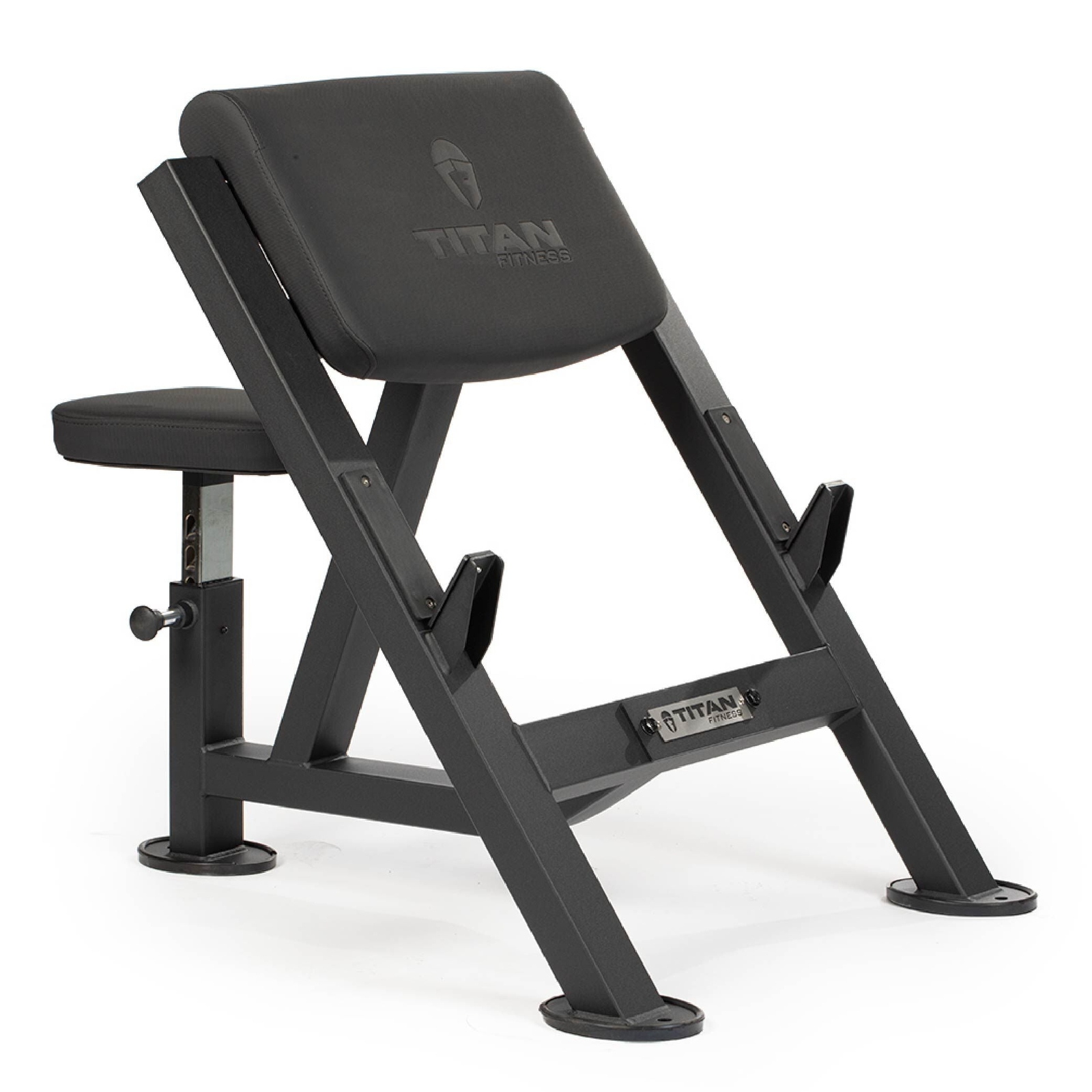 Titan Fitness Seated Preacher Curl Bench, Max Load 250 LB, Bicep Curl Support Titan Fitness Seated Preacher Curl Bench, Max Load 250 LB, Bicep Curl Support