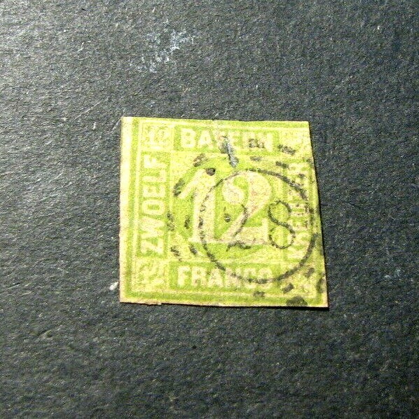 Germany-Bavaria Stamp Scott# 13 Numerical 1862 Has a sealed tear L400 Germany-Bavaria Stamp Scott# 13 Numerical 1862 Has a sealed tear L400