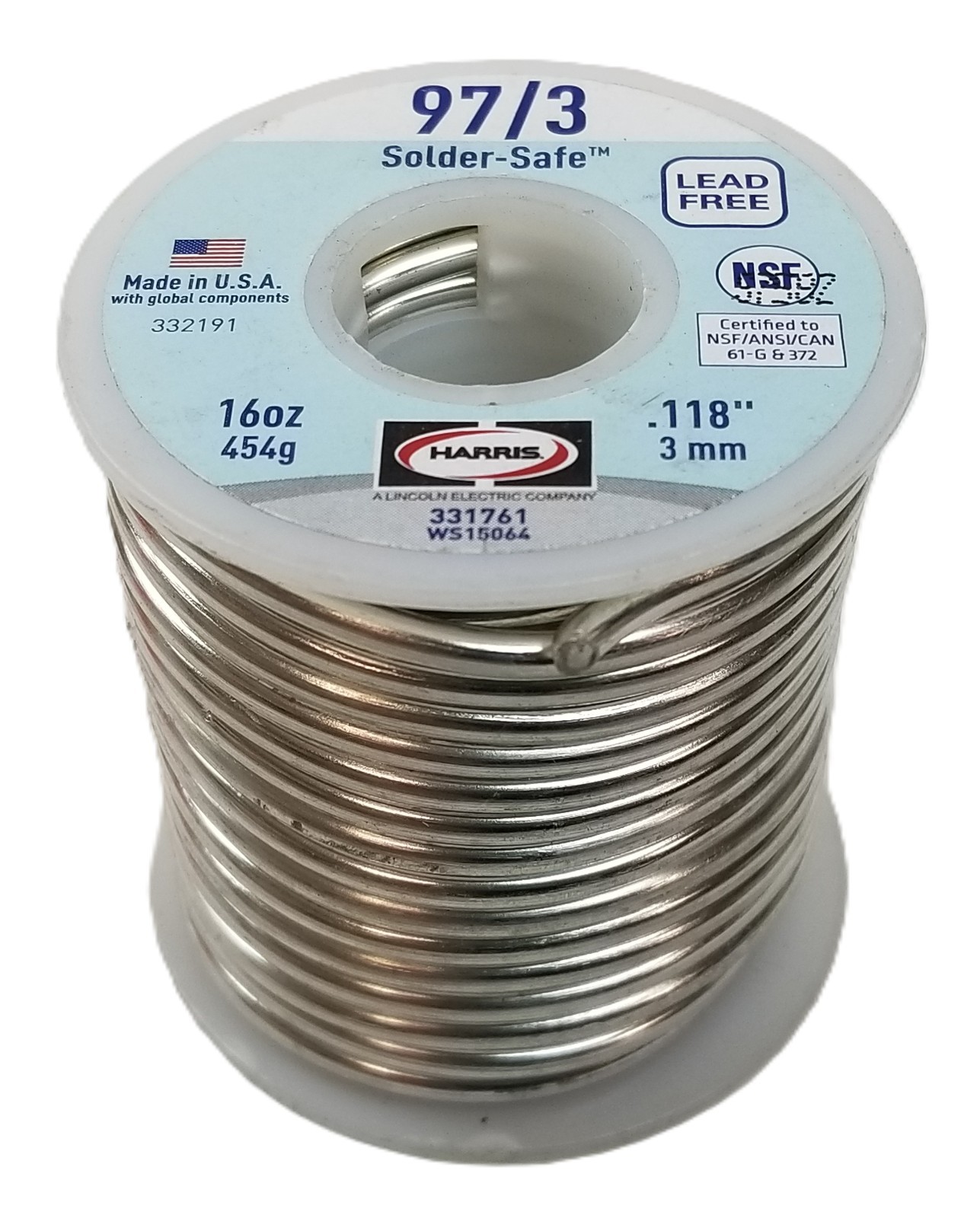 Harris Worthington 97/3 Lead Free Solder 1 lb Spool .118