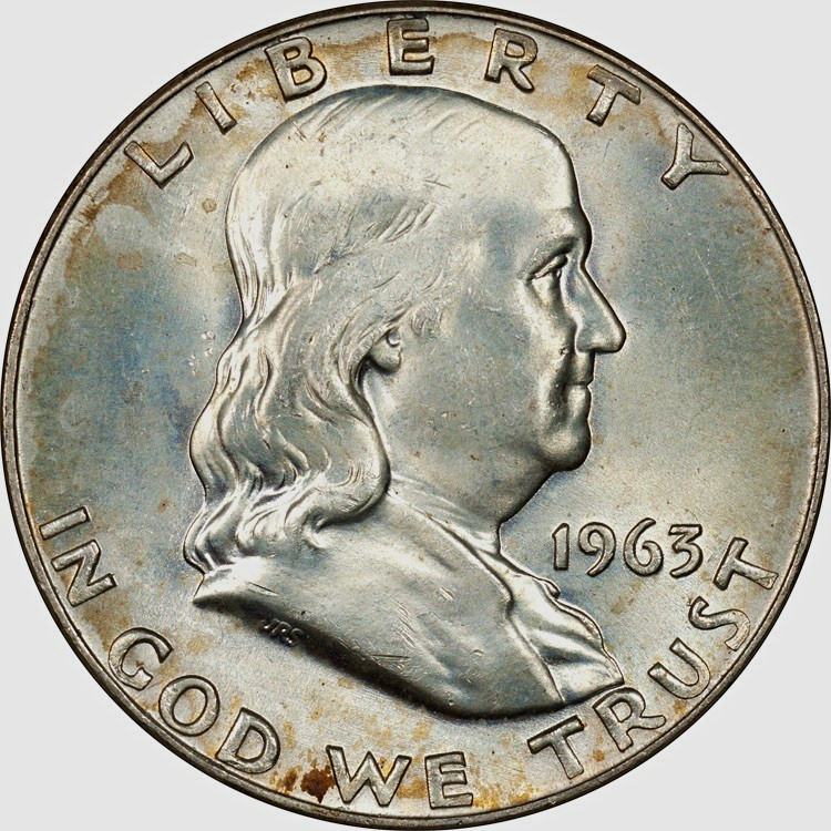 1950s-1960s Franklin Half Dollar 50 Cent 90% Silver Half Dollar 1950s-1960s Franklin Half Dollar 50 Cent 90% Silver Half Dollar