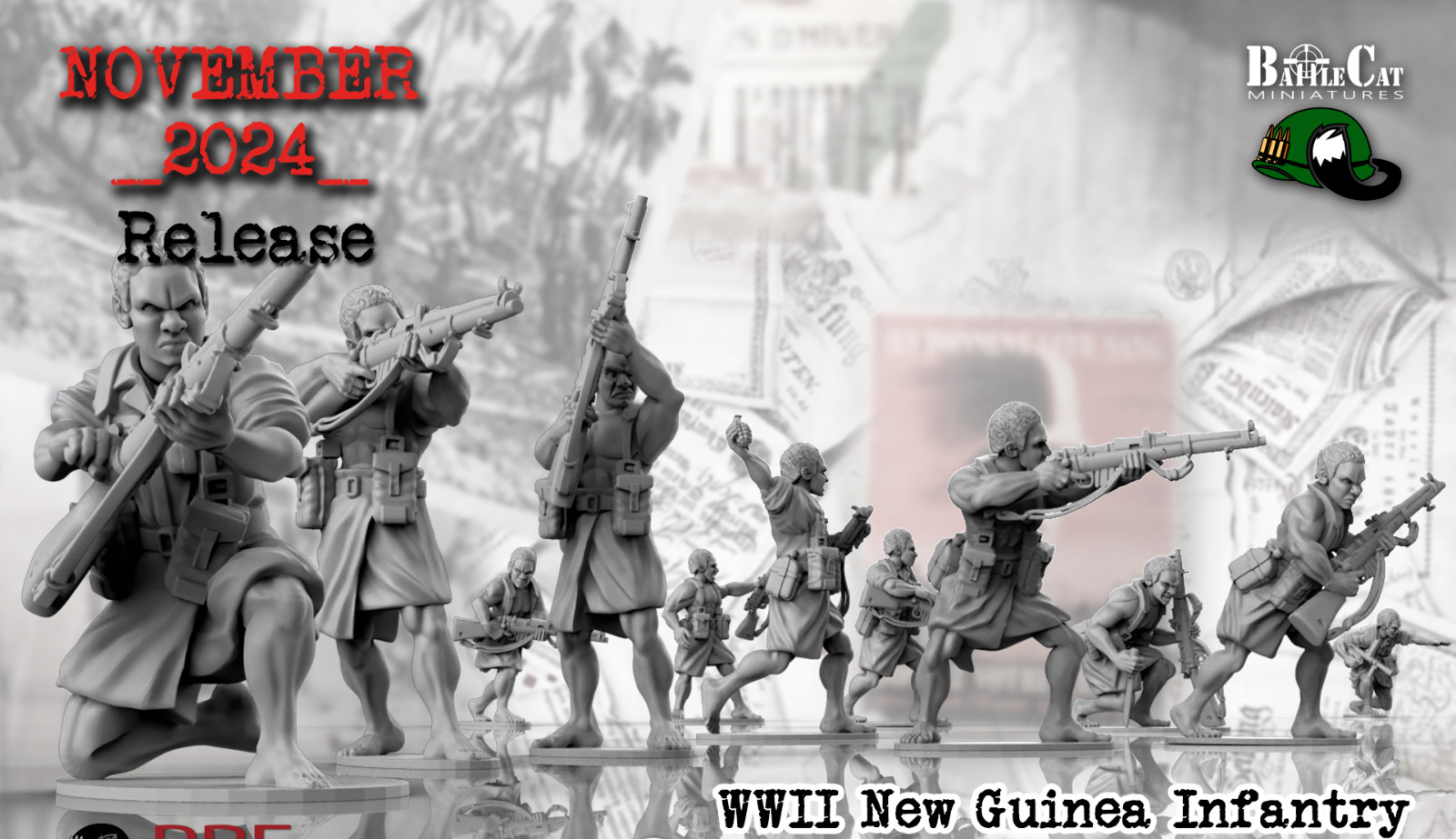 BattleCat Miniatures WW2 Allied New Guinea Infantry Squad Bolt Action WWII 28mm