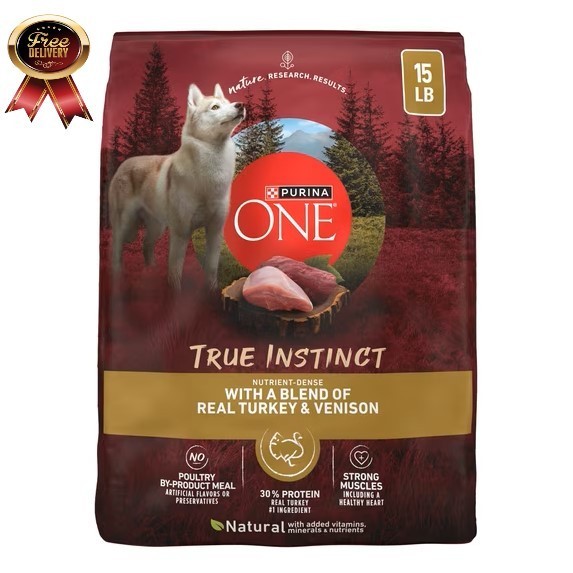 Purina One True Instinct Dry Dog Food for Adult Dogs, High Protein Real Turkey &