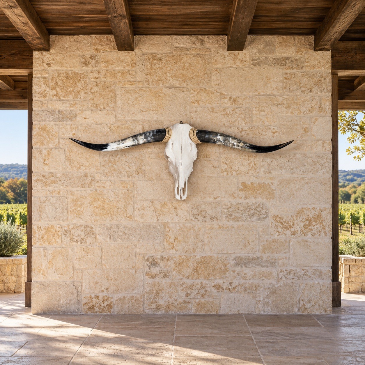 Authentic Longhorn Skull 46” Wide Natural Horns Rustic Ranch Wall Decor