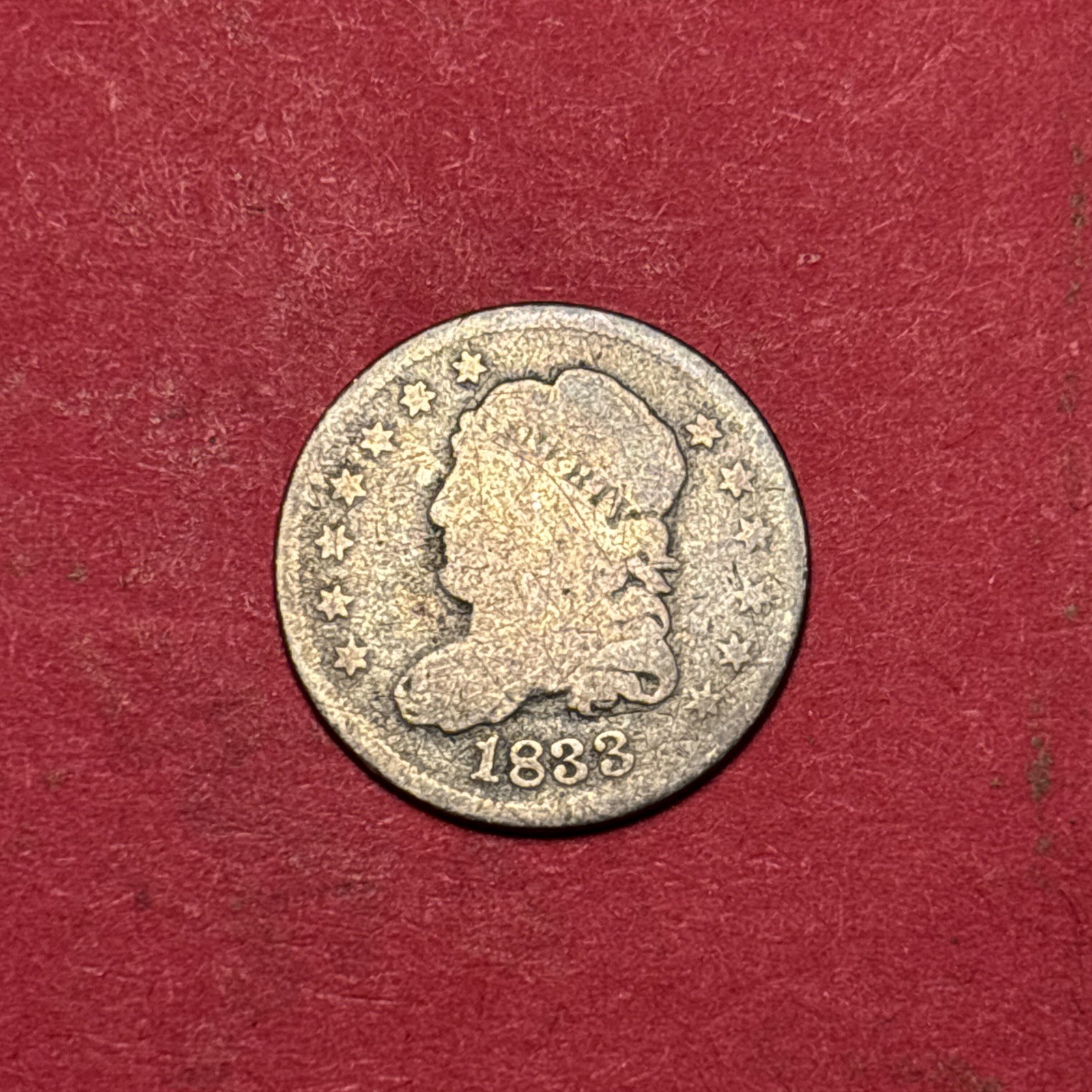 (1) Beautiful Antique 1833 Capped Bust Half Dime G-GOOD NICE FILLER (1) Beautiful Antique 1833 Capped Bust Half Dime G-GOOD NICE FILLER