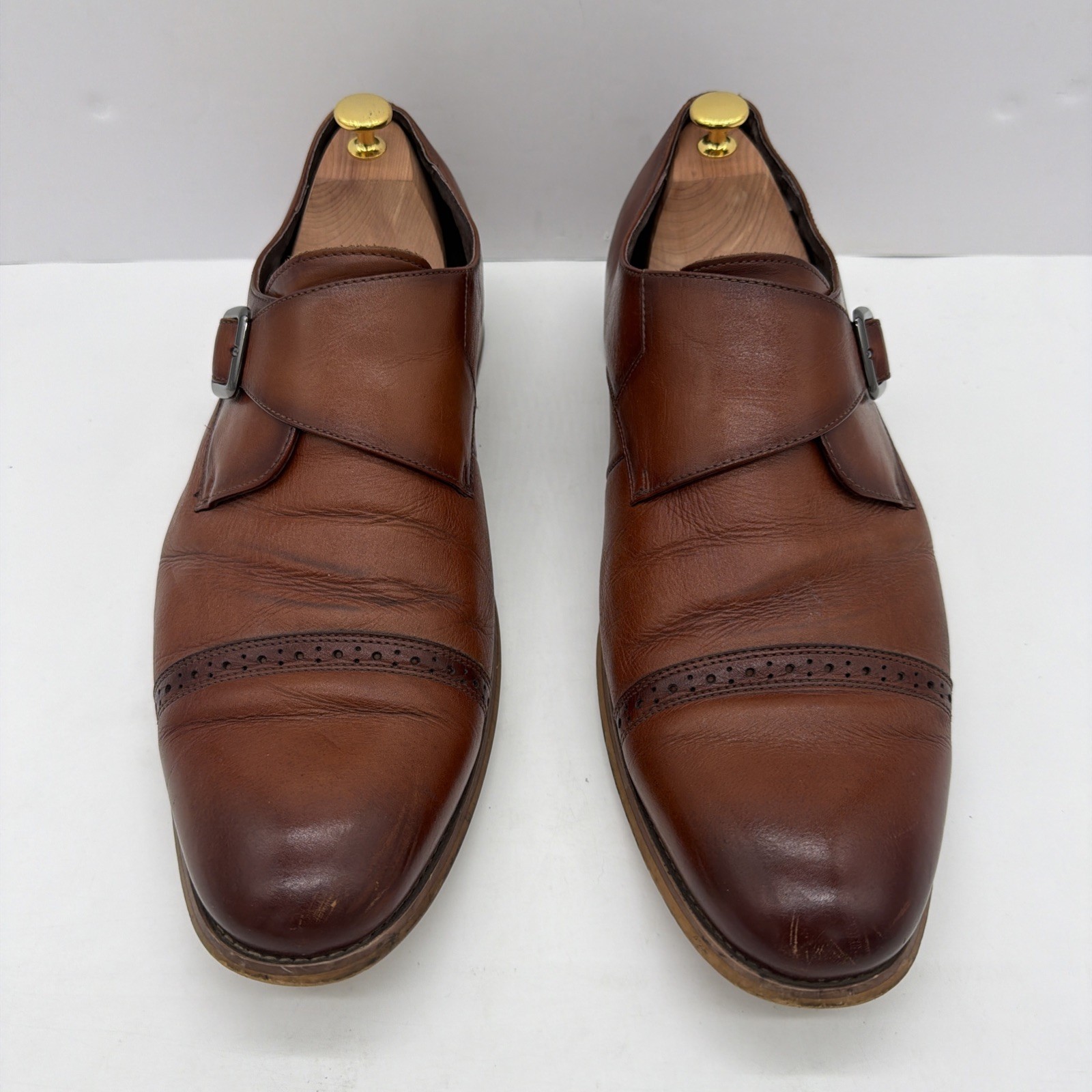 Stacy Adams Desmond Shoes Cap Toe Monk Strap Cognac Leather 25162-221 Men’s 14 M Stacy Adams Desmond Shoes Cap Toe Monk Strap Cognac Leather 25162-221 Men’s 14 M