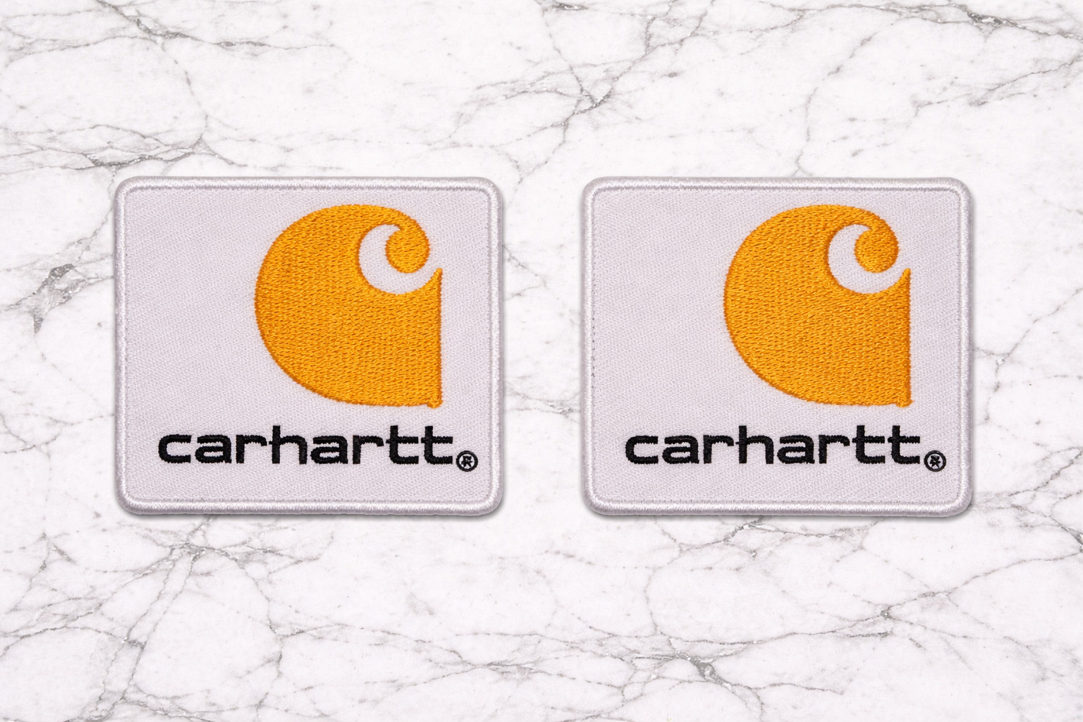LOT OF 2 CARHARTT LOGO EMBROIDERED IRON OR SEW ON PATCH 1.75