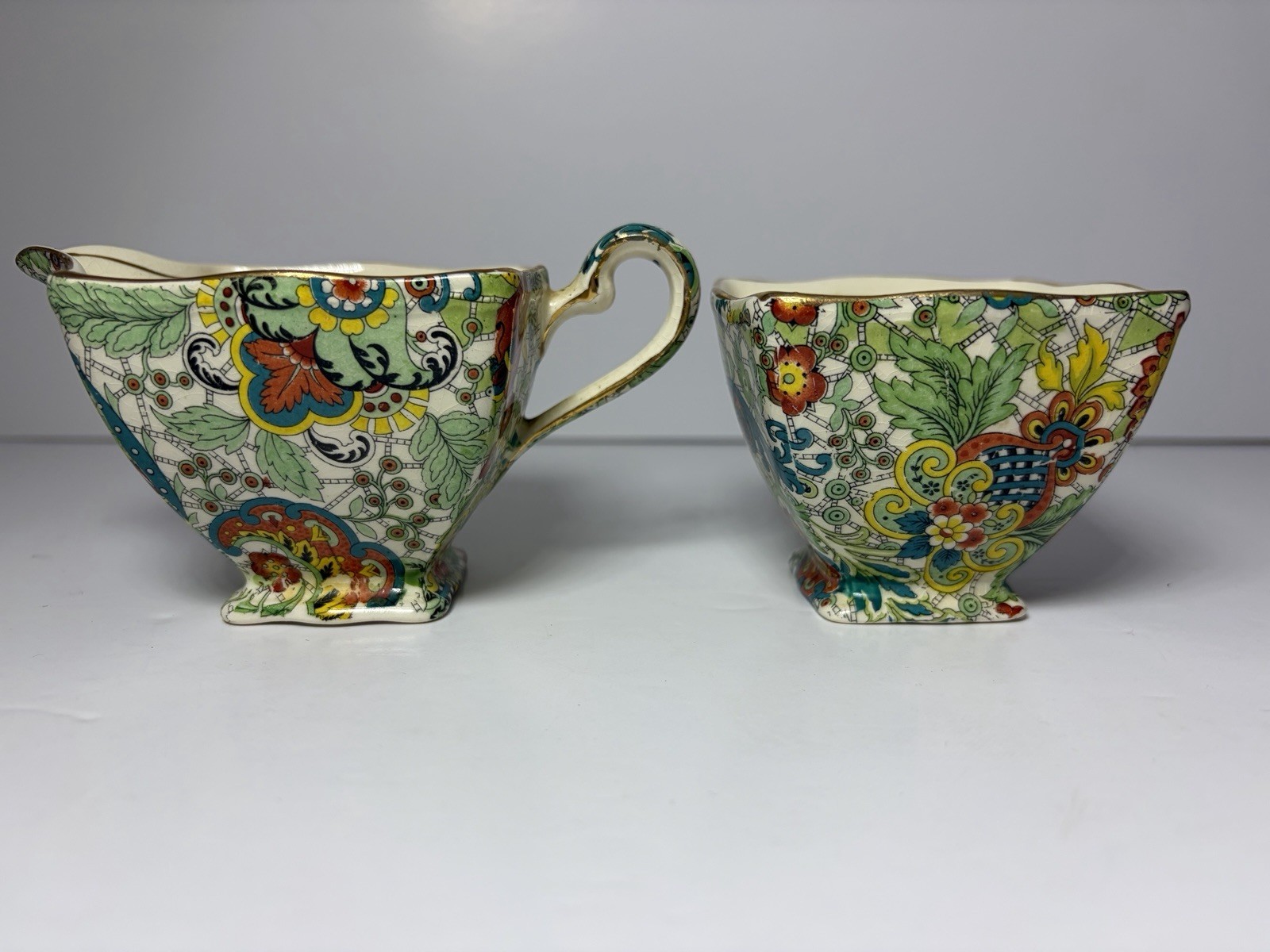 Vintage Royal Winton Grimwades Paisley Chintz Creamer & Sugar Bowl Set Ascot 