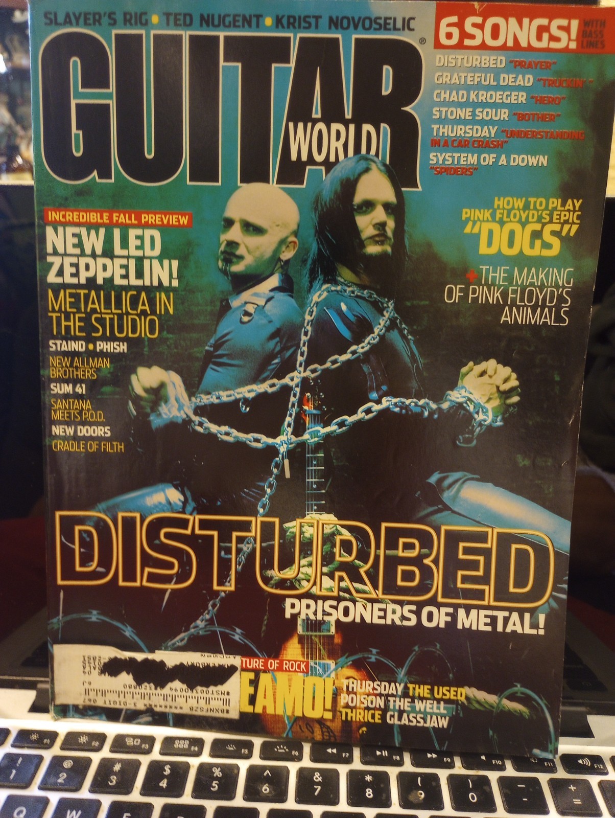 GUITAR WORLD-NOVEMBER 2002-DISTURBED on cvr. VINTAGE GUITAR WORLD-NOVEMBER 2002-DISTURBED on cvr. VINTAGE