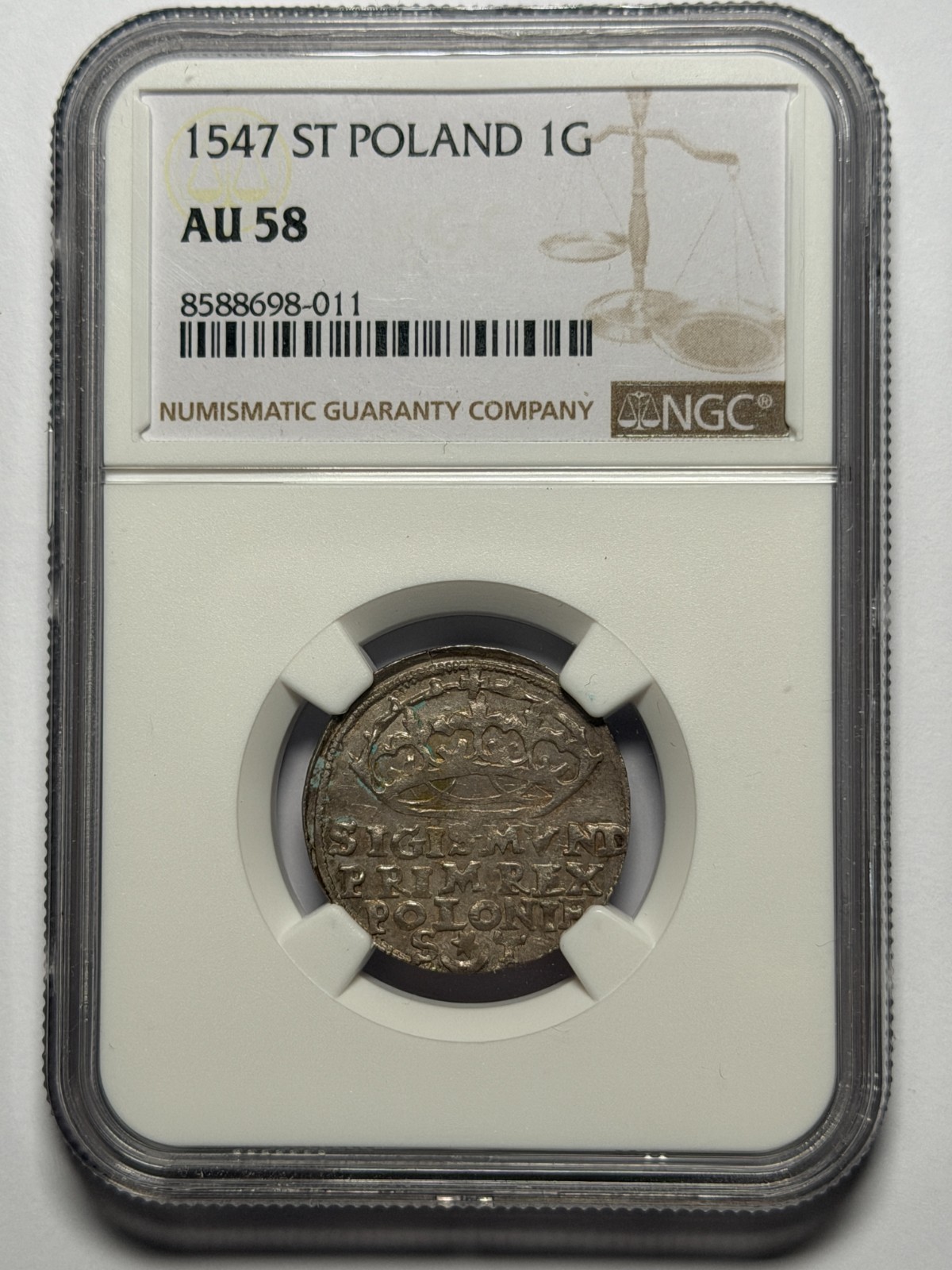 Sigismund I the Old groschen 1547 Kraków NGC AU58