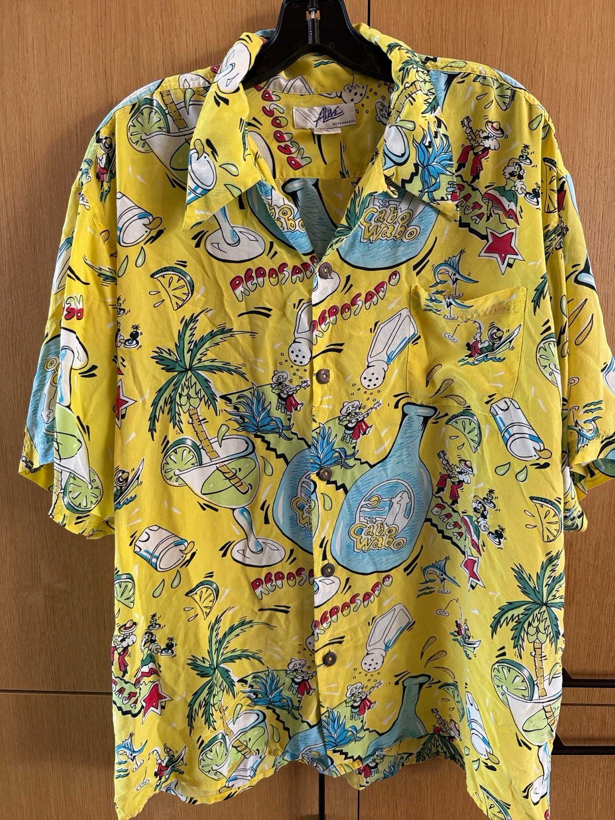 Vintage Avanti 100% Silk Cabo Wabo Cantina Reposado Tequila Hawaiian Shirt XL