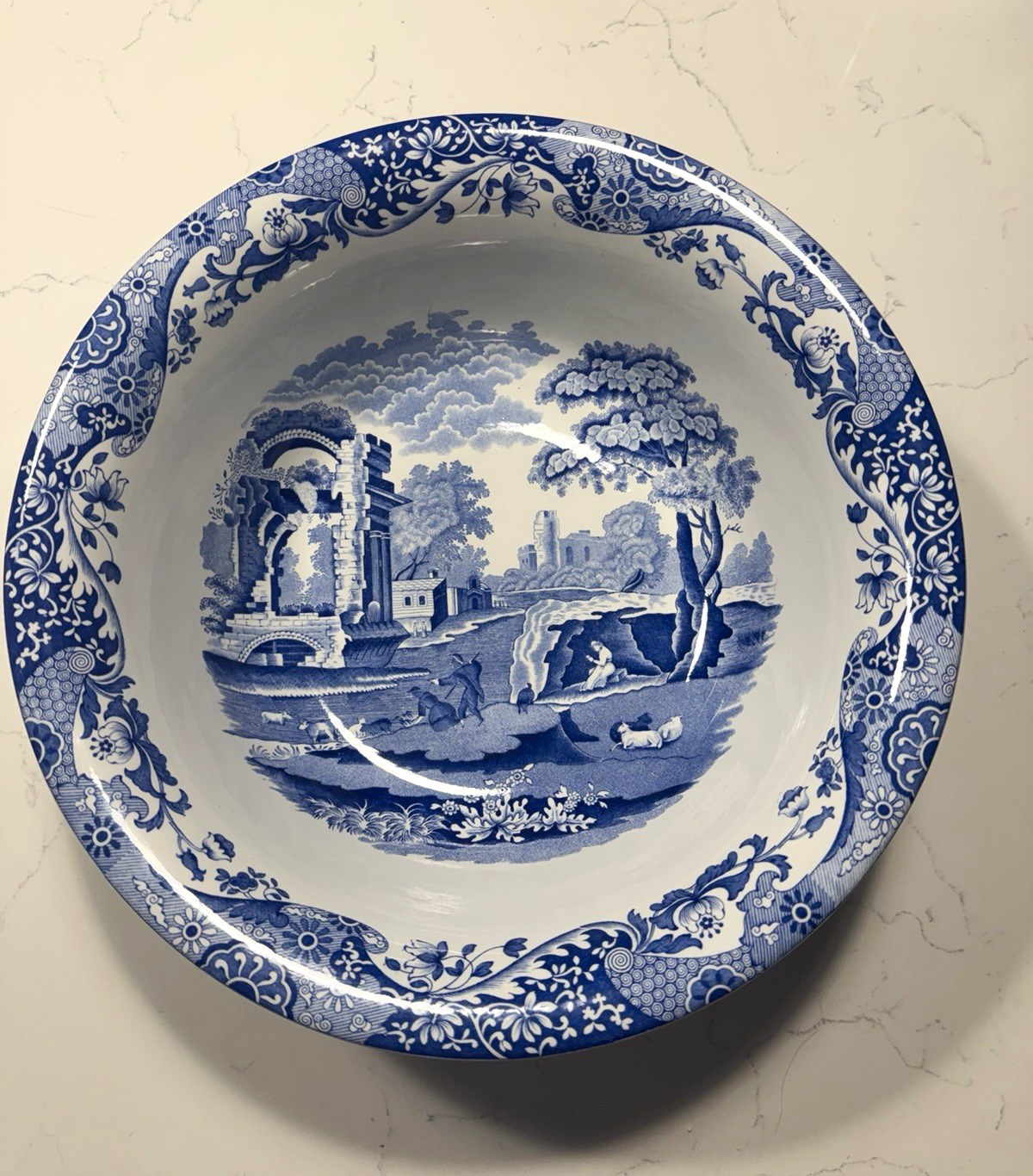 Spode Italian Blue & White Ceramic Bowl, England, Scenic, MPN C.1816 N