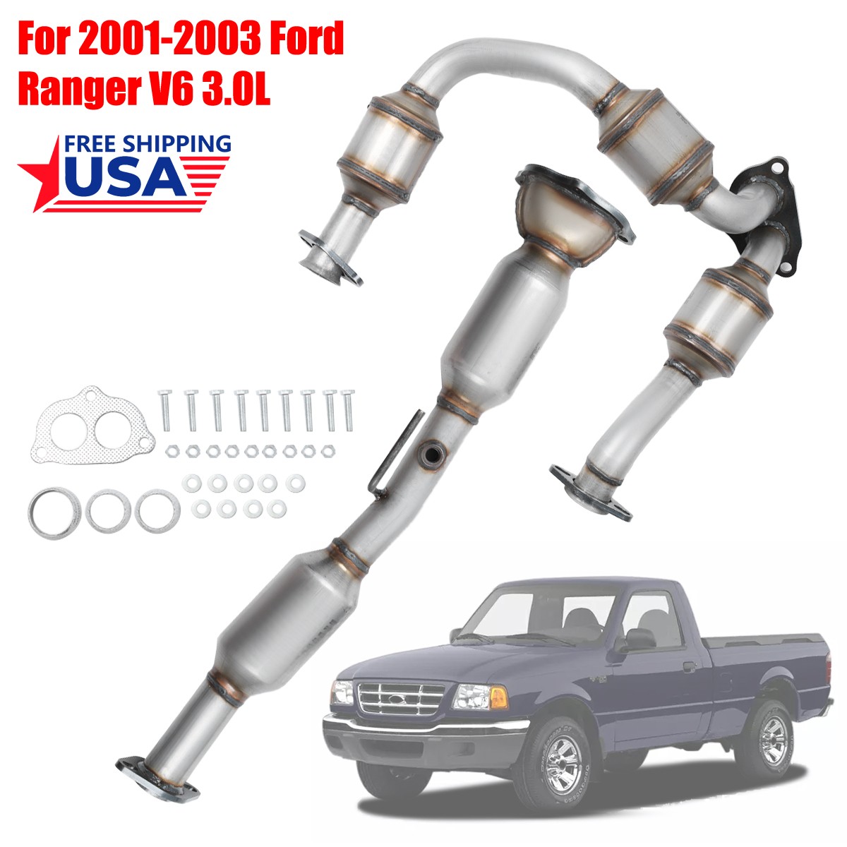 Stainless Steel Catalytic Converter Heavy Duty For Ford Ranger 3.0L V6 2001-2003 Stainless Steel Catalytic Converter Heavy Duty For Ford Ranger 3.0L V6 2001-2003