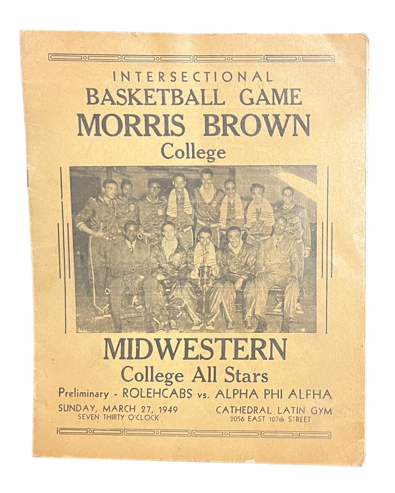 Vintage 1949 Morris Brown College vs Midwest All Stars HBCU Basketball Program