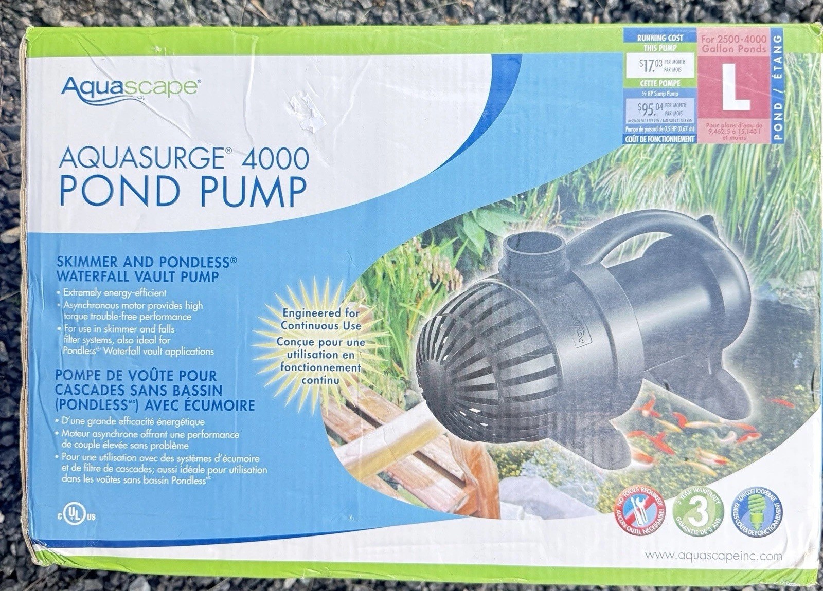 Aquascape AquaSurge 4000 Pond Pump Submersible Waterfall Vault Pump 91019 NEW Aquascape AquaSurge 4000 Pond Pump Submersible Waterfall Vault Pump 91019 NEW