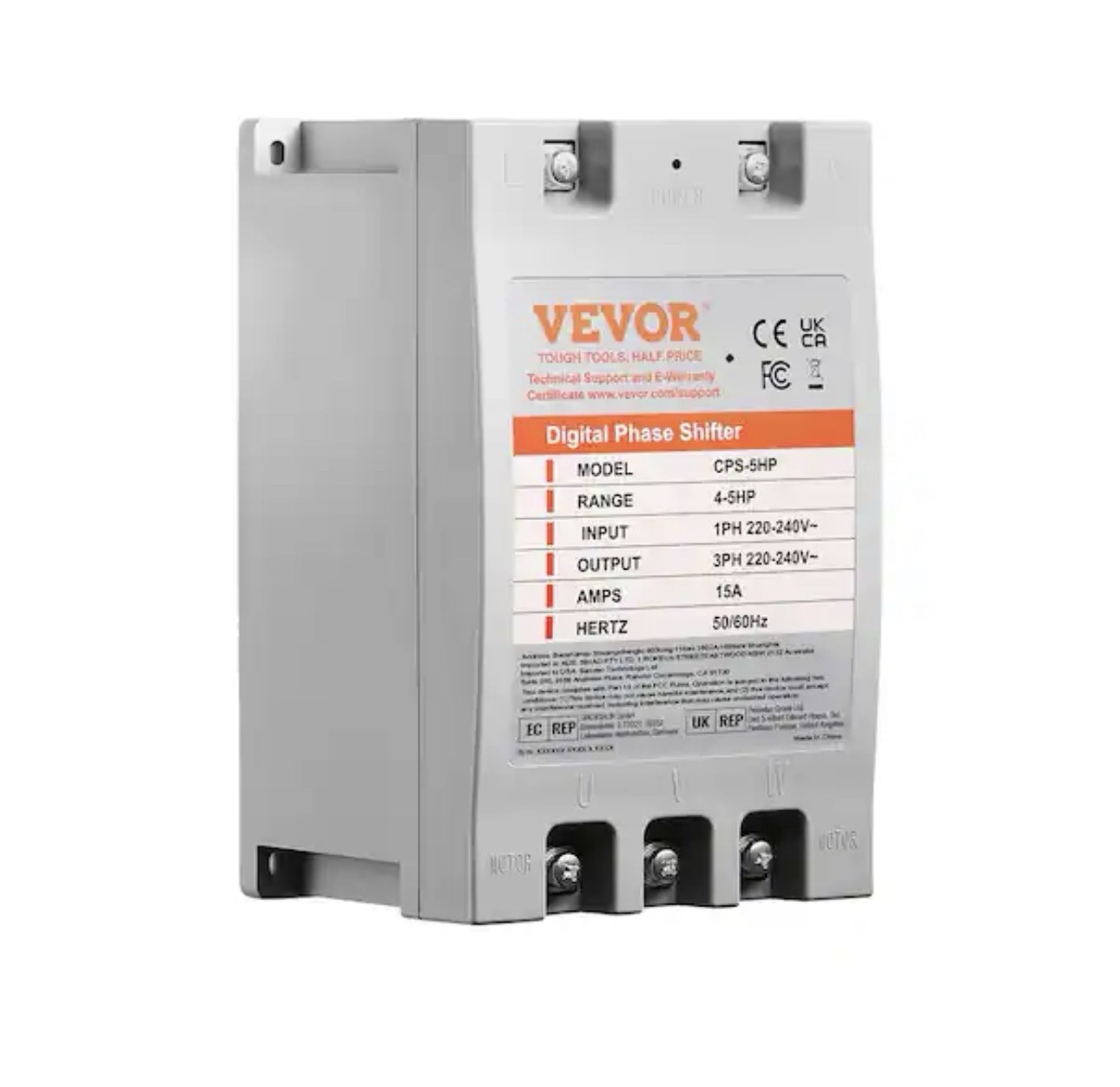 Vevor Digital Phase Shifter Model CPS-5HP 15A 220V Single-3 Phase Converter Vevor Digital Phase Shifter Model CPS-5HP 15A 220V Single-3 Phase Converter