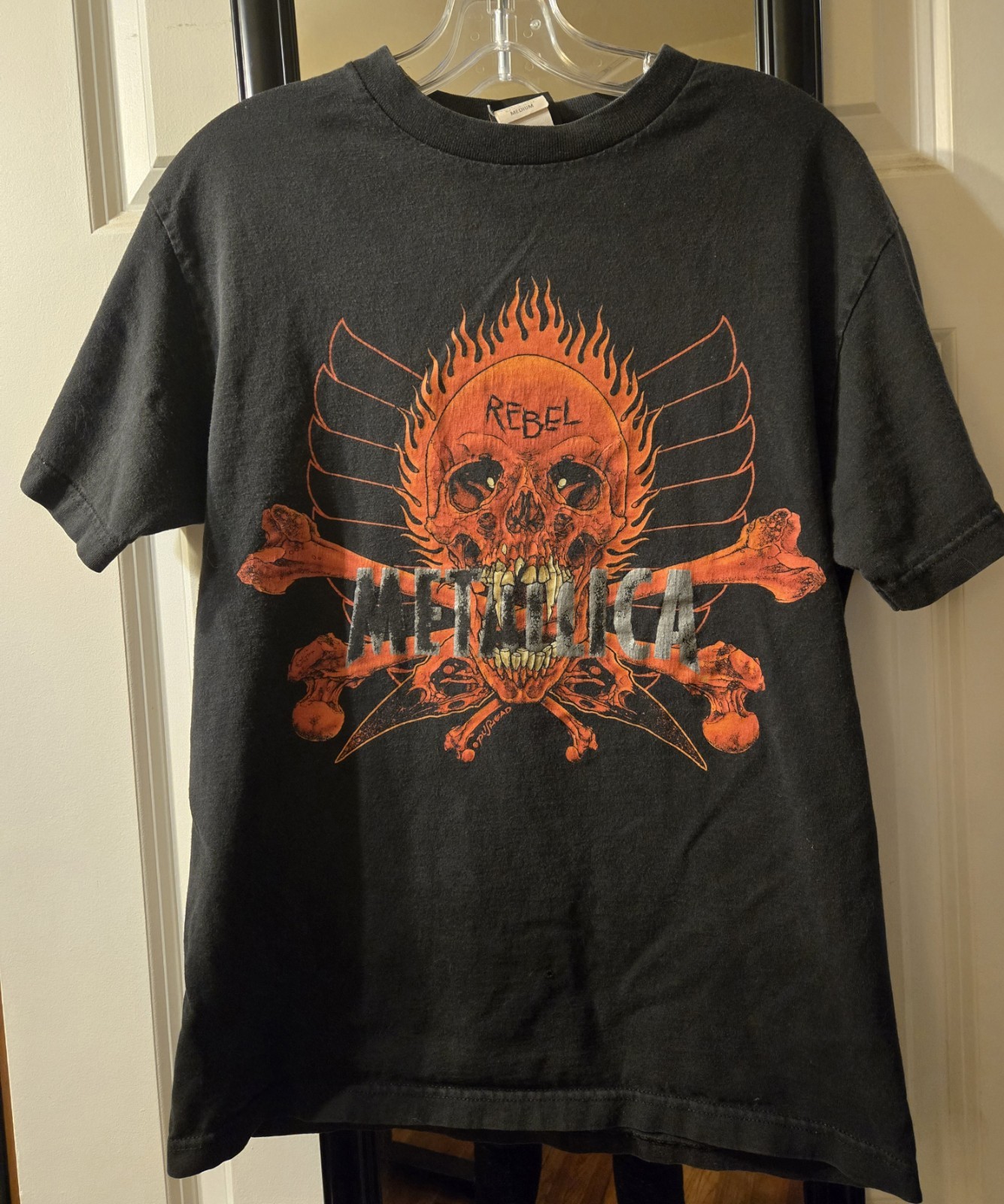 Vintage 1997 Metallica Pushead Rebel Flaming Skull Shirt Medium Giant Tag Heavy