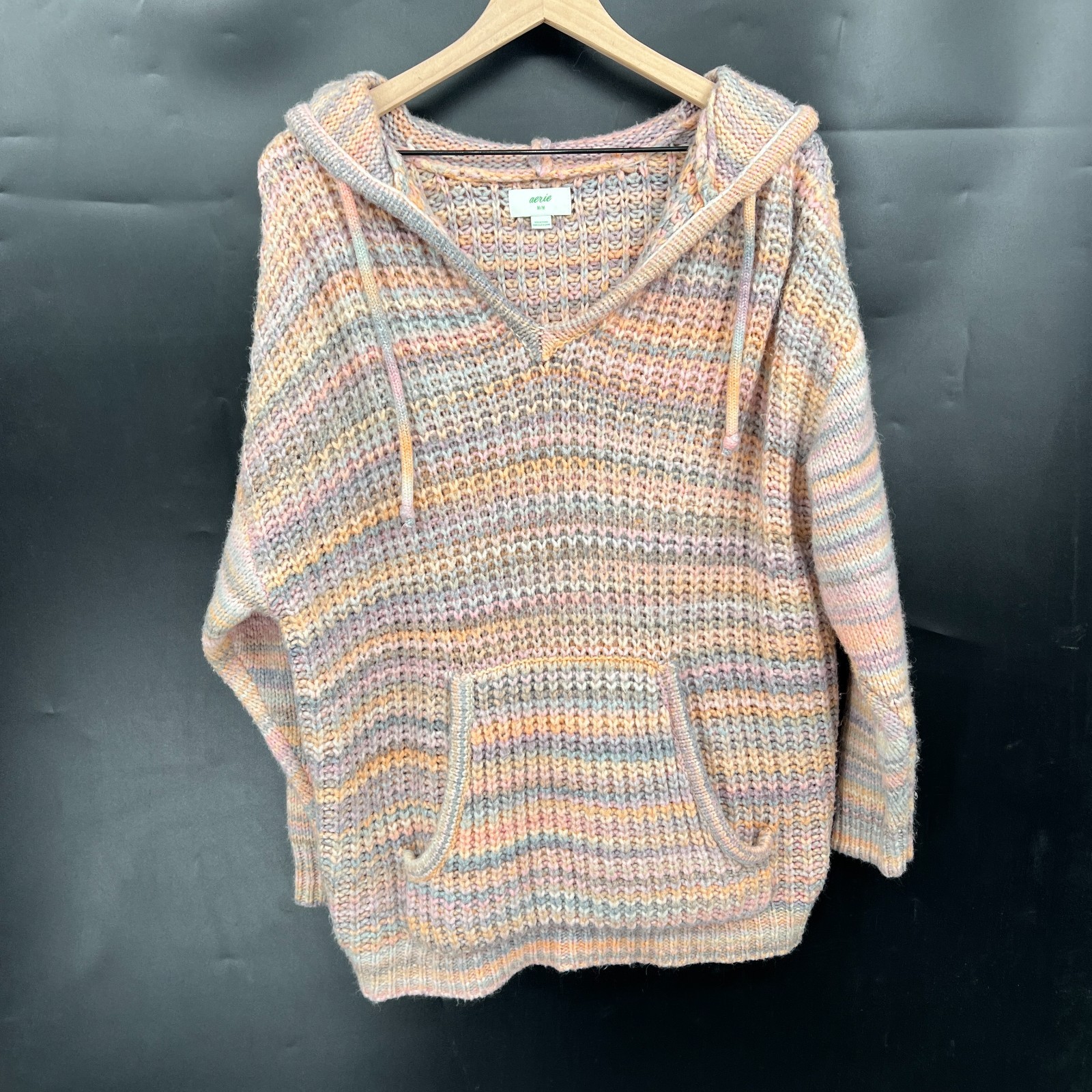 Aerie pastel chunky knit pullover hoodie sweater boho beachy california girl M Aerie pastel chunky knit pullover hoodie sweater boho beachy california girl M