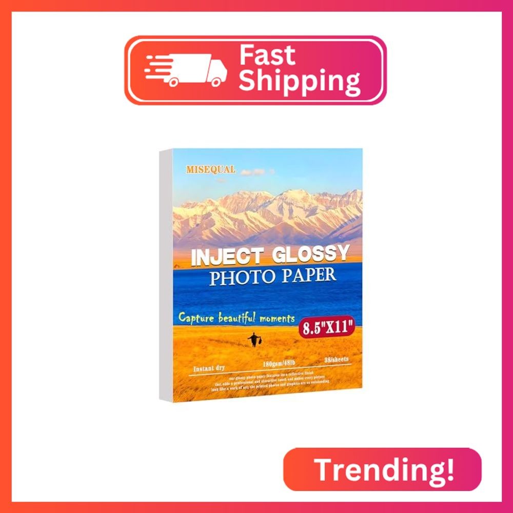 38Sheets Glossy Photo Paper Instant Dry 8.5 x 11in Brochures Cards 38Sheets Glossy Photo Paper Instant Dry 8.5 x 11in Brochures Cards