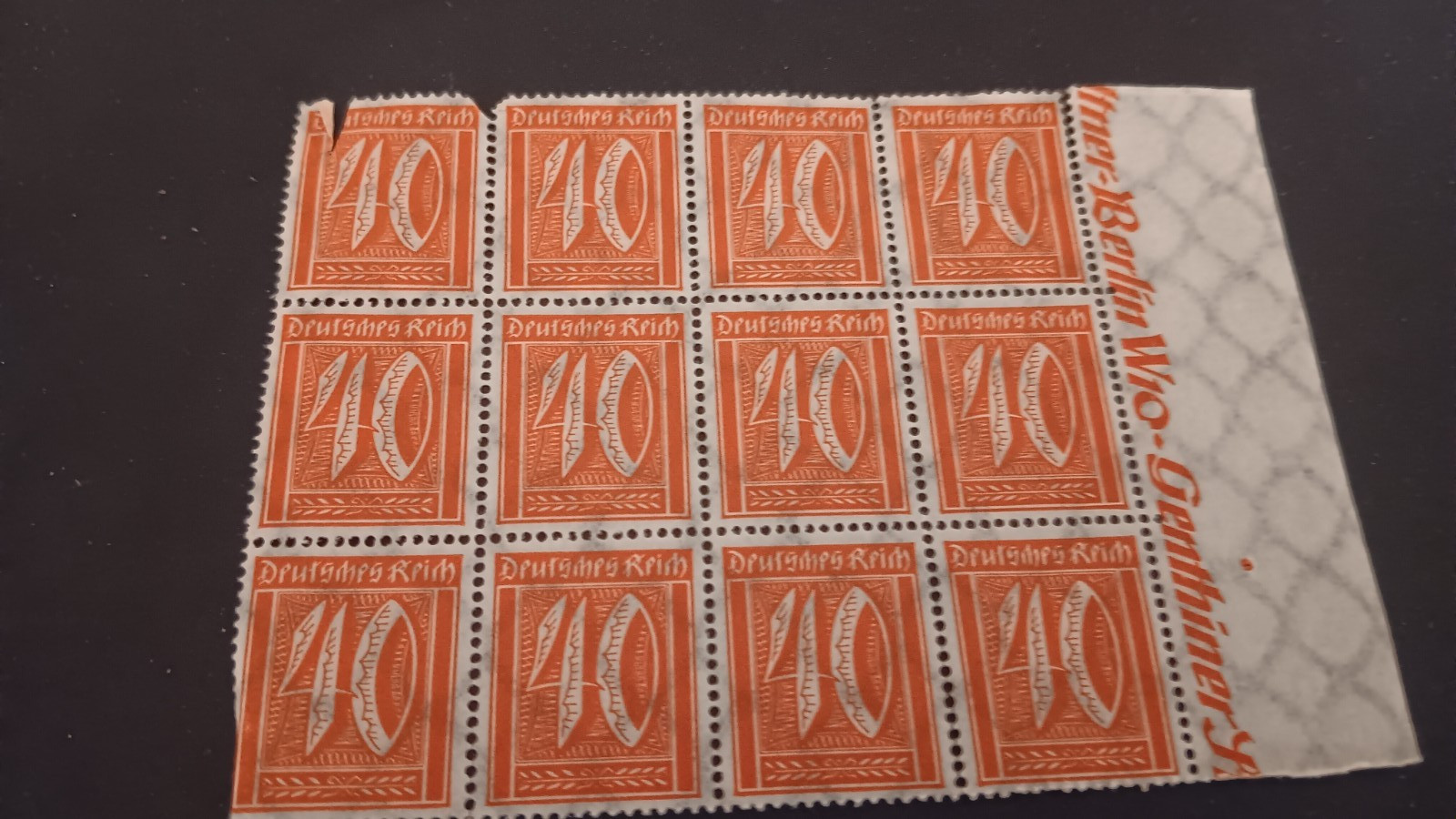 1921 Germany Deutsches Reich 40 Pfennig  old   block of 12 mint stamps scv 48.00