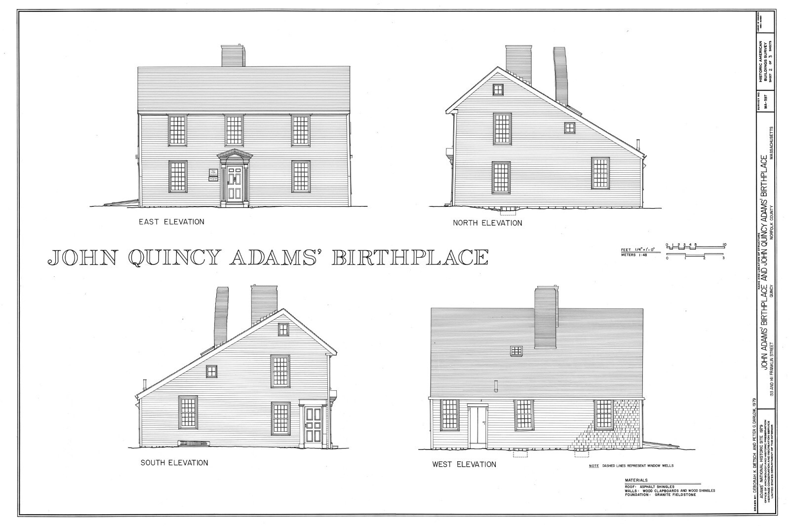 John Quincy Adams House, Saltbox Colonial, architectural home plans, 3 bedrooms