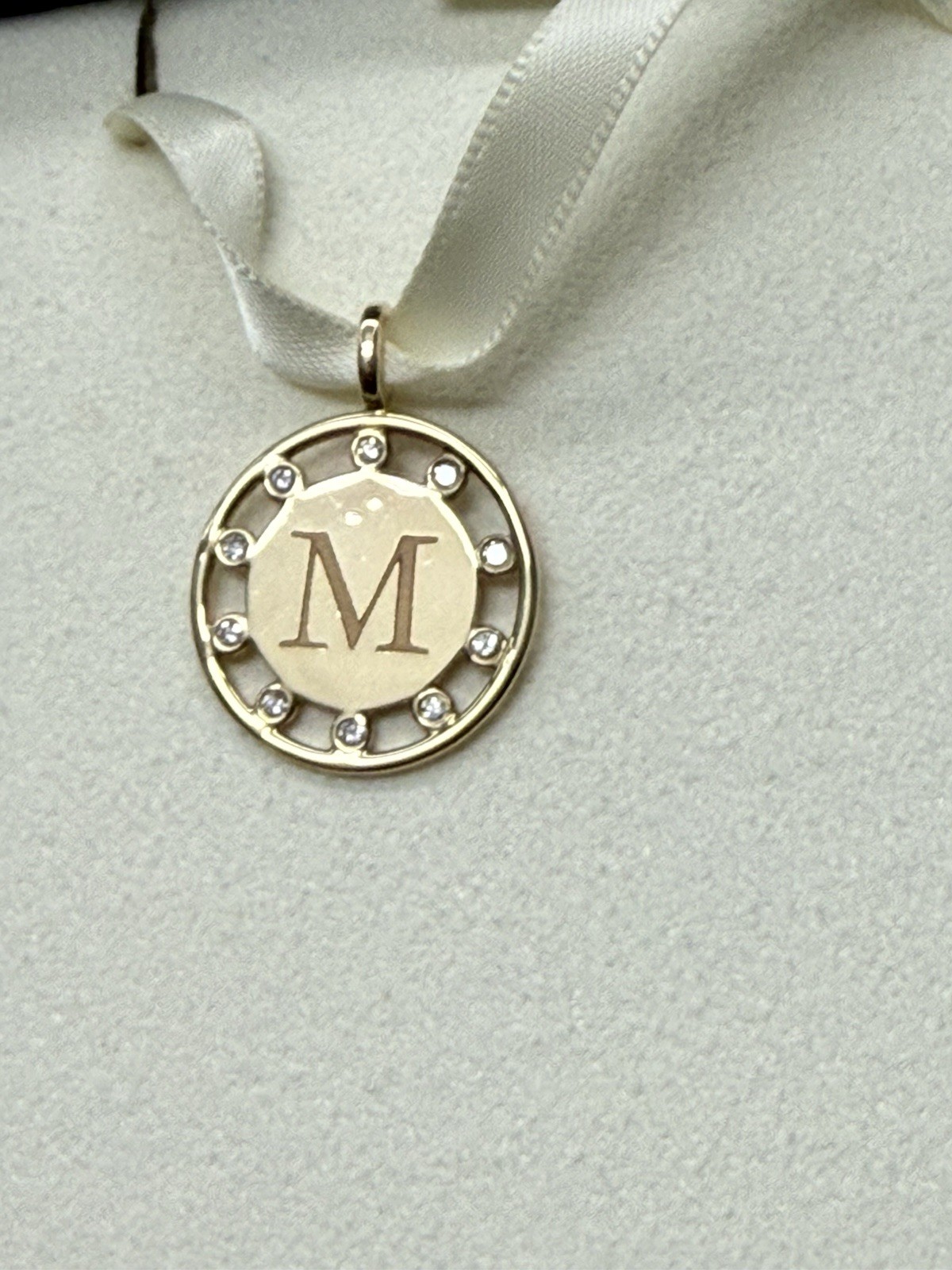 Yearly Co 14K Yellow Gold Round Letter M Engraved Pendant Yearly Co 14K Yellow Gold Round Letter M Engraved Pendant
