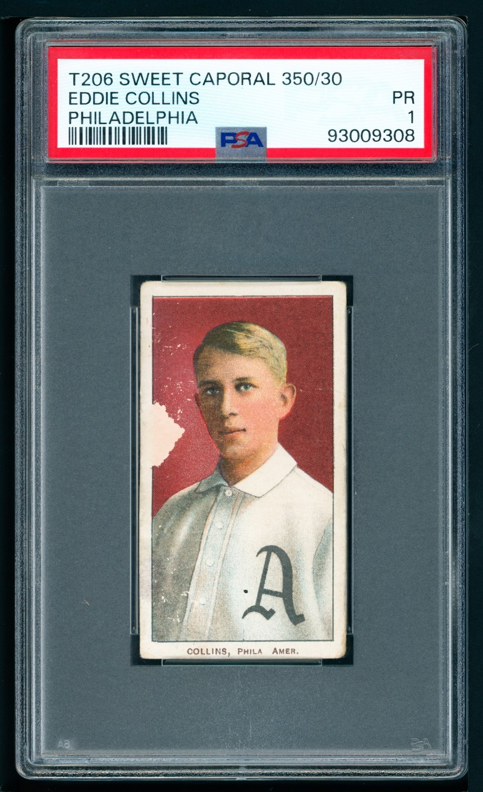 1909-11 T206 Sweet Cap Portrait - Eddie Collins HOF PSA 1 CREASE-FREE Eye Appeal
