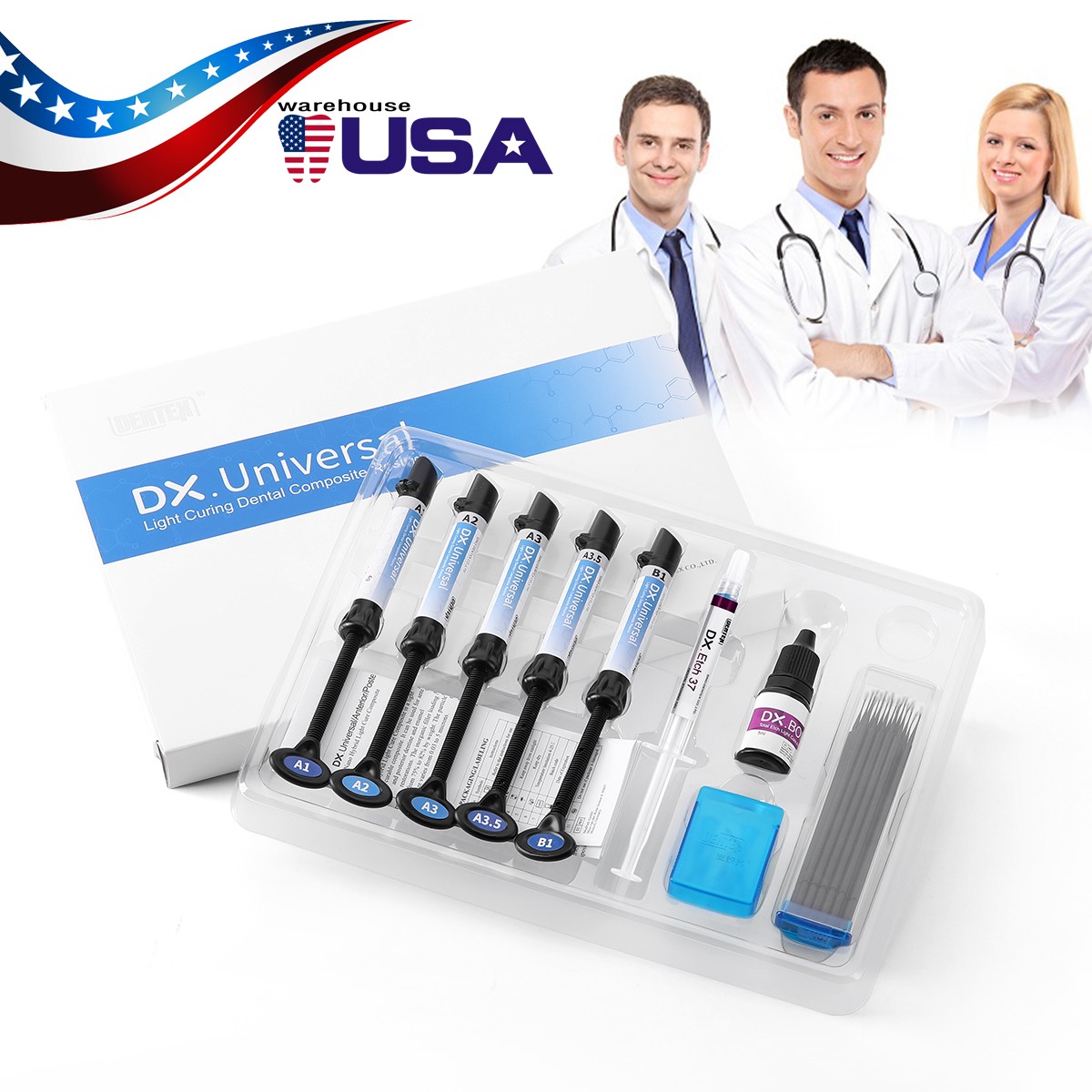 dental resina de compuesto de cura Dentex Light Kit A1 A2 A3 A3.5 B1 Shade dental resina de compuesto de cura Dentex Light Kit A1 A2 A3 A3.5 B1 Shade