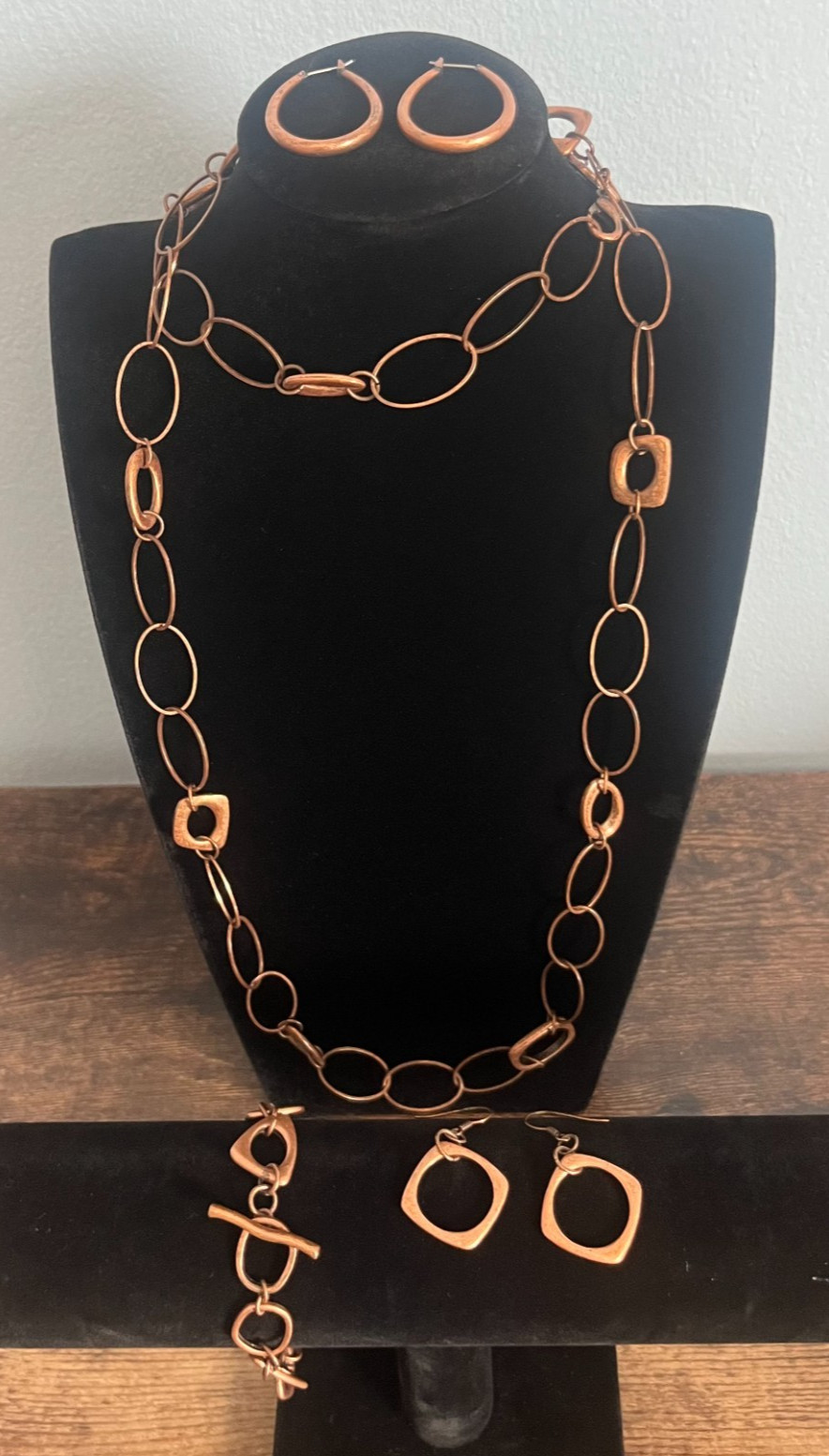 Vintage Premier Designs Cooper Tone Jewelry Set 4-Pc Long Chain Necklace Vintage Premier Designs Cooper Tone Jewelry Set 4-Pc Long Chain Necklace
