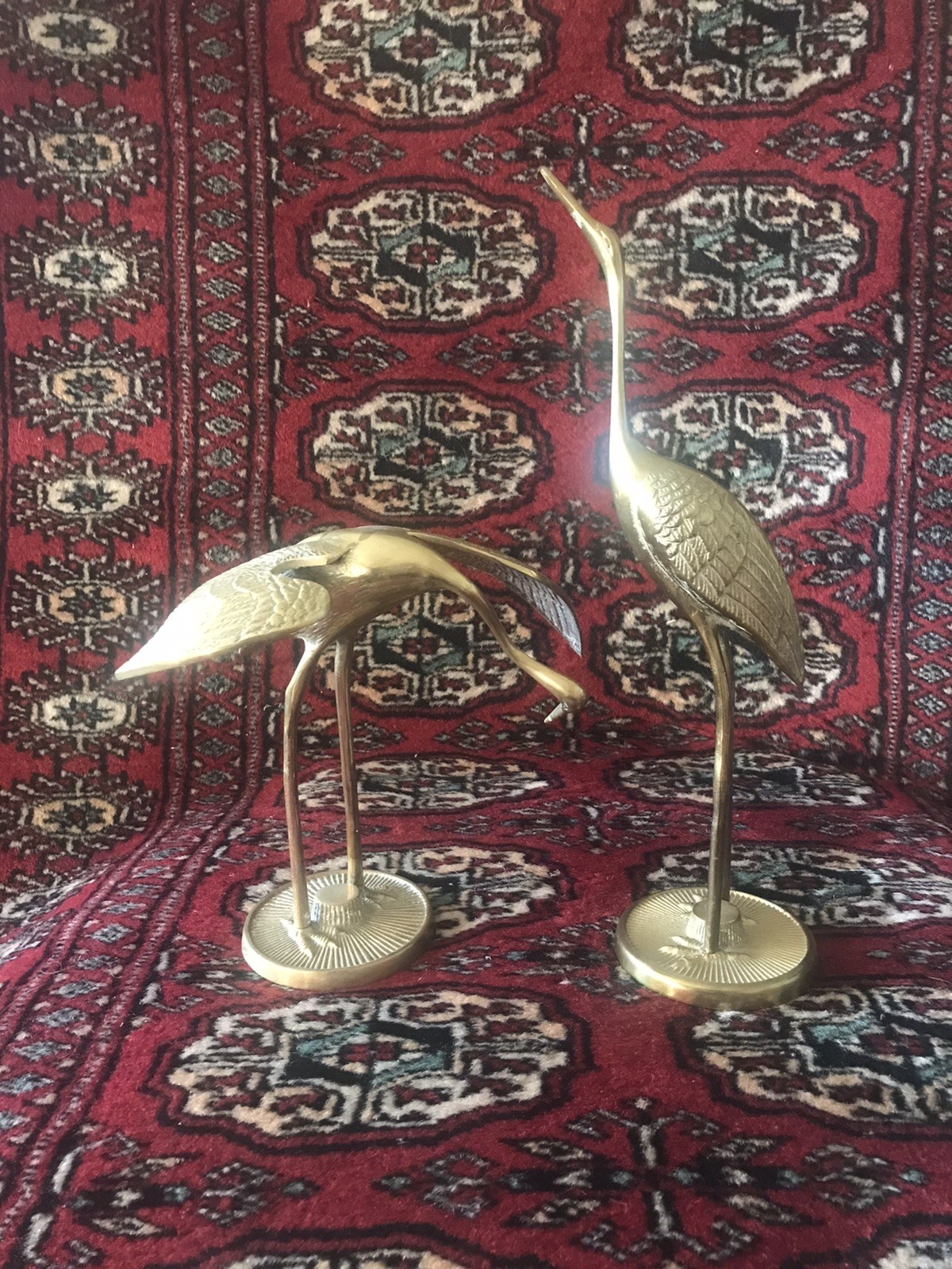VTG Leonard Solid Brass MCM Crane Heron bird set decor korea VTG Leonard Solid Brass MCM Crane Heron bird set decor korea