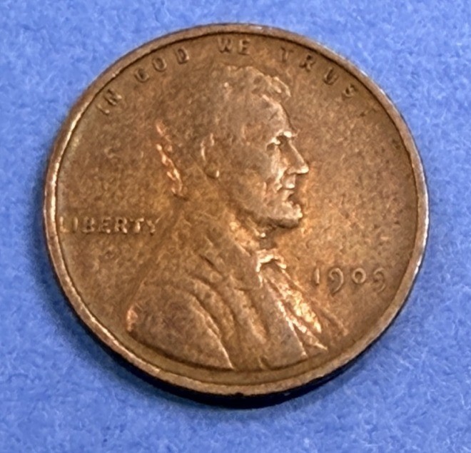 1909 Lincoln Wheat Cent 1C AU Red Brown Philadelphia Mint US Coin