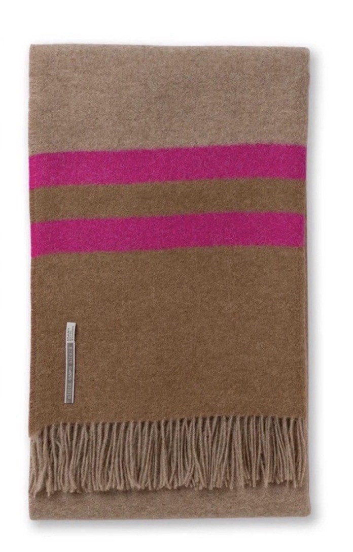 New ALICIA ADAMS ALPACA Canyon Throw Blanket, Light taupe/Tabacco/Pink New ALICIA ADAMS ALPACA Canyon Throw Blanket, Light taupe/Tabacco/Pink
