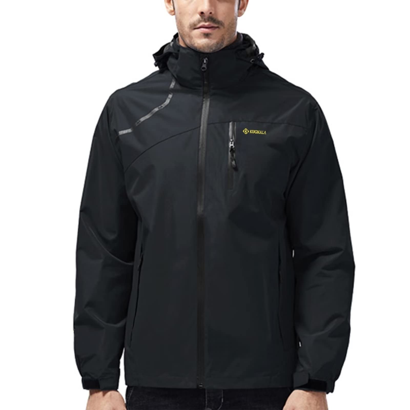 Kugnala Mens Rain Jacket Waterproof Raincoat Lightweight Rain Coat Hooded Kugnala Mens Rain Jacket Waterproof Raincoat Lightweight Rain Coat Hooded