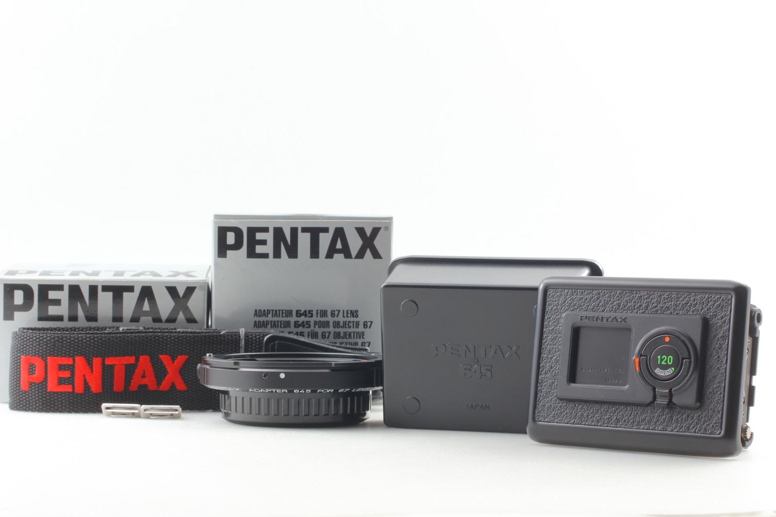 [N MINT W/Strap] PENTAX 645 120 Film Back Holder W/Accessories From JAPAN