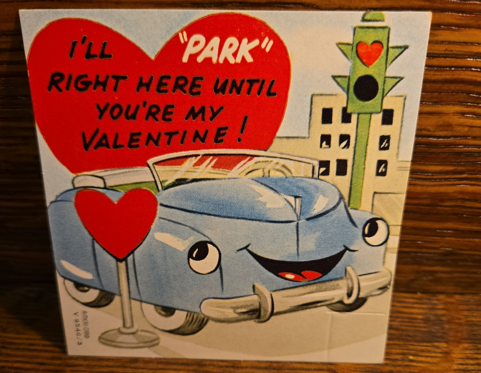 Vintage Anthropomorphic Car Valentine Card - I\'ll Park Right Here - Americard Vintage Anthropomorphic Car Valentine Card - I\'ll Park Right Here - Americard