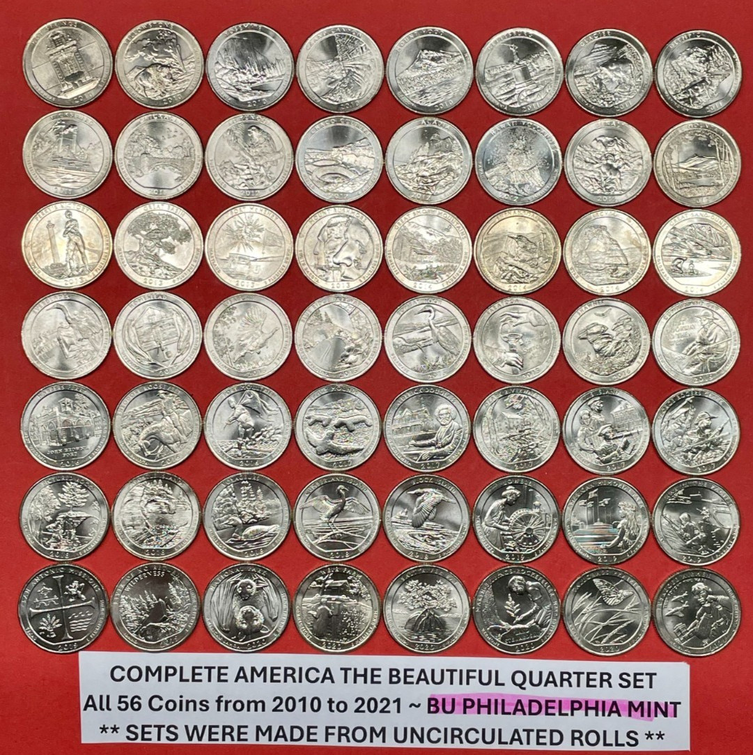 America the Beautiful Quarters Set of 56 Coins Uncirculated PHILADELPHIA Mint