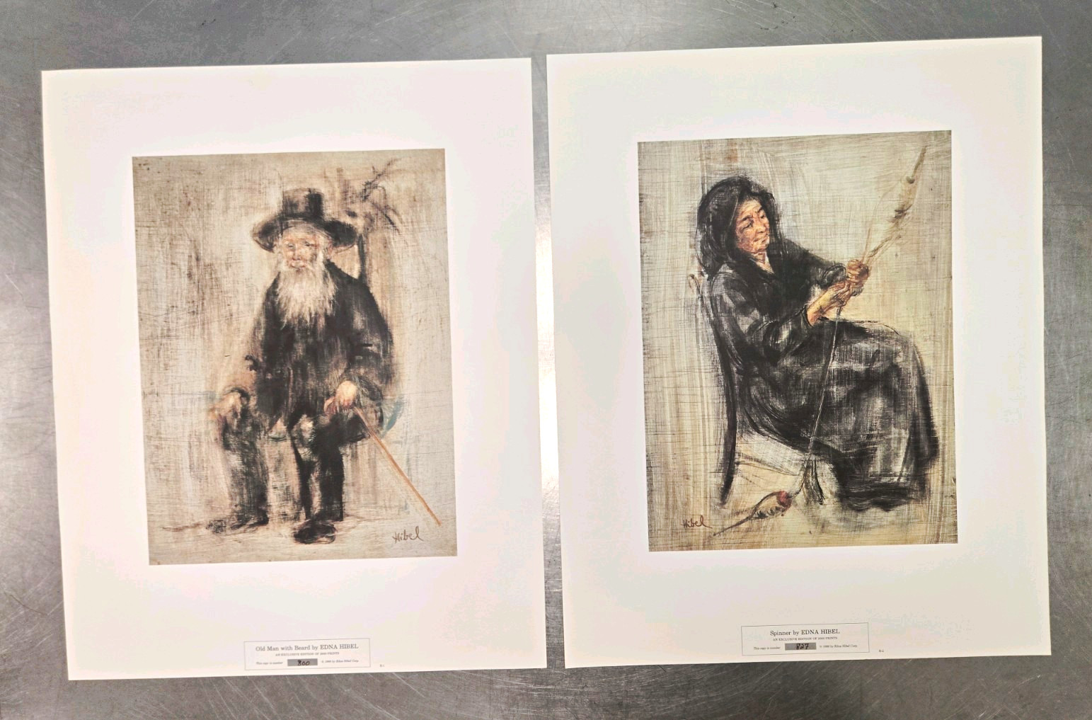 Rare Edna Hibel Old Man with Beard & Spinner Numbered Print Lot 1988 Unframed Rare Edna Hibel Old Man with Beard & Spinner Numbered Print Lot 1988 Unframed