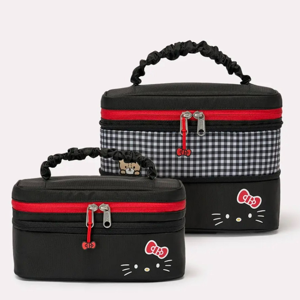 Branden x Hello Kitty Expandable Makeup Pouch 2Colors Black /Beige Cosmetic Bag