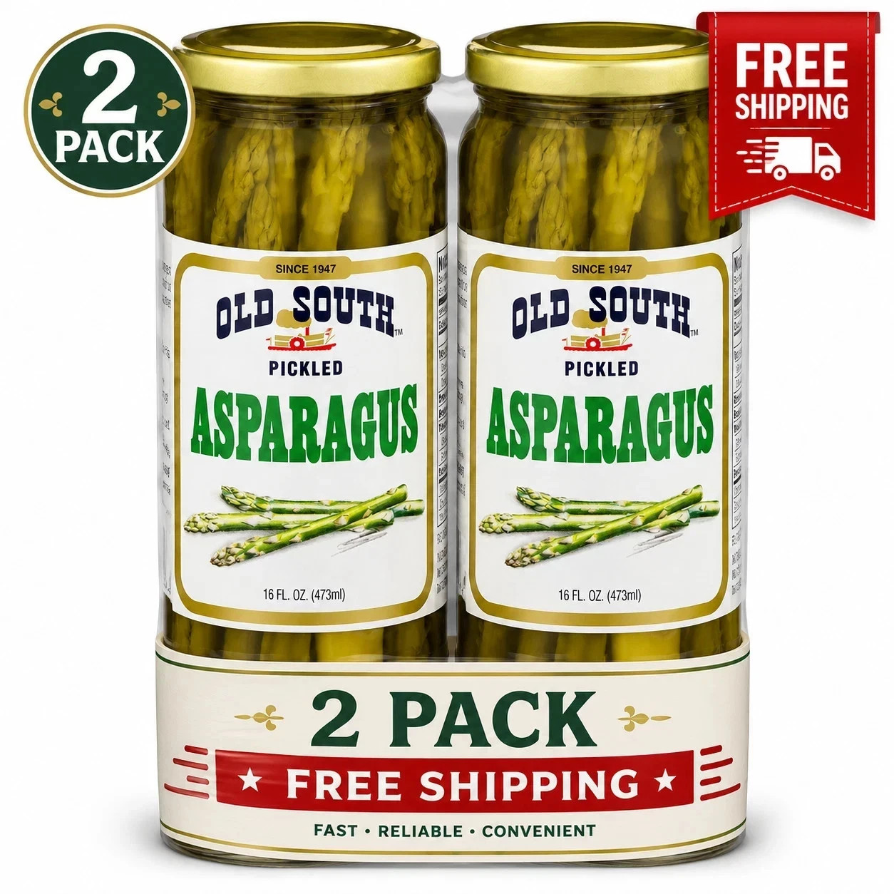(2 pack) Old South Pickled Asparagus Spears, Shelf-Stable, 16 oz Jar (2 pack) Old South Pickled Asparagus Spears, Shelf-Stable, 16 oz Jar