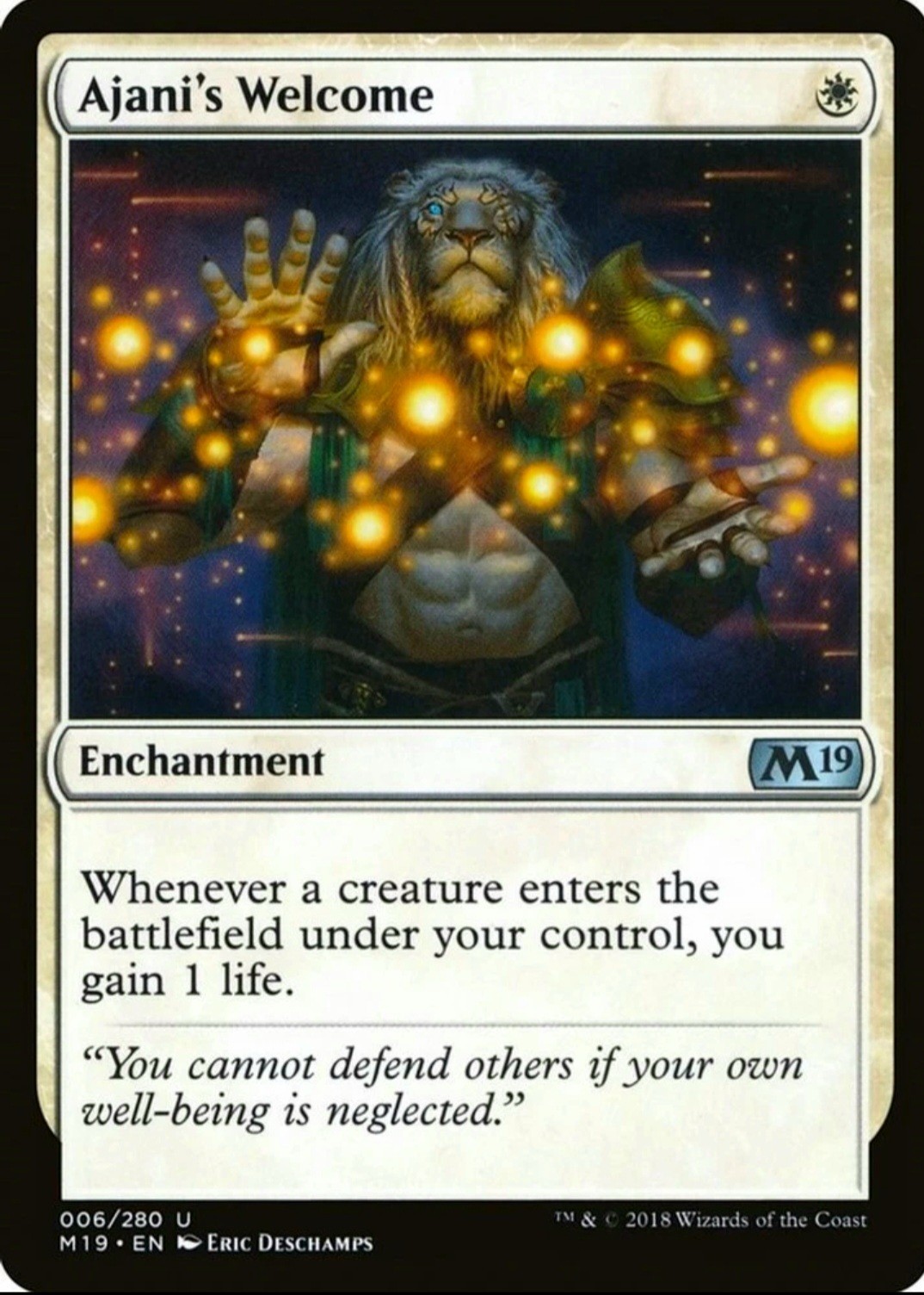 X 1 Ajani's Welcome NM-M Core Set 2019 006 MTG Magic The Gathering X 1 Ajani's Welcome NM-M Core Set 2019 006 MTG Magic The Gathering