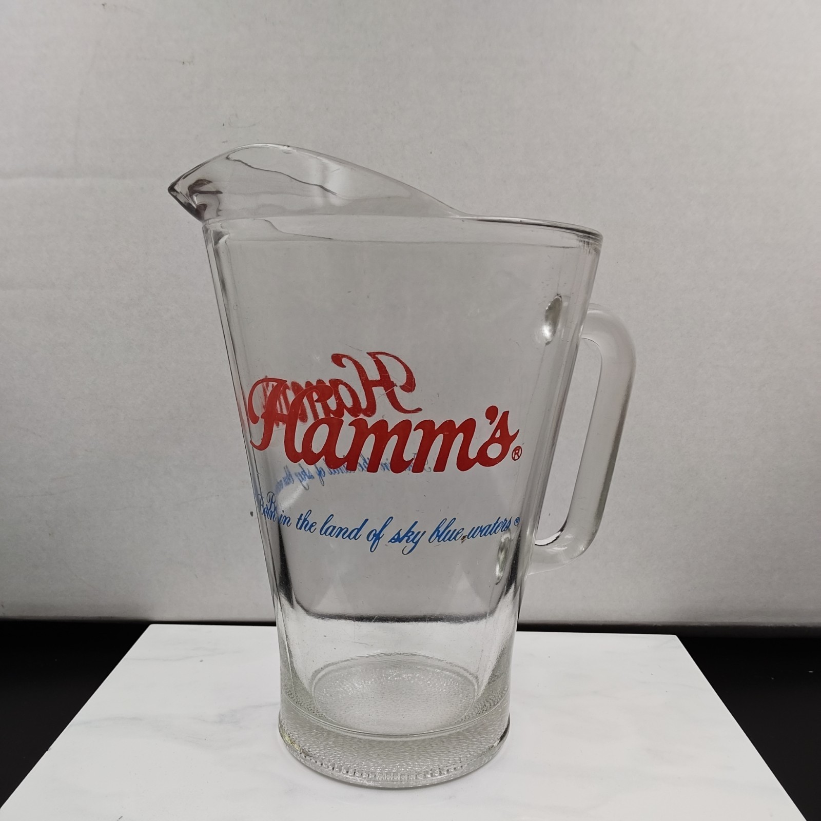 Vintage Hamm's Beer Pitcher Born in the land of sky blue waters