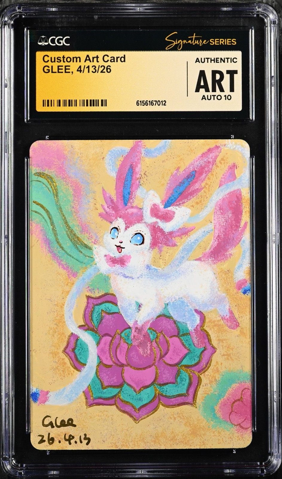 CGC AUTHENTIC ART AUTO 10 Custom Card GLEE Signature Slyveon With Flower Pokémon