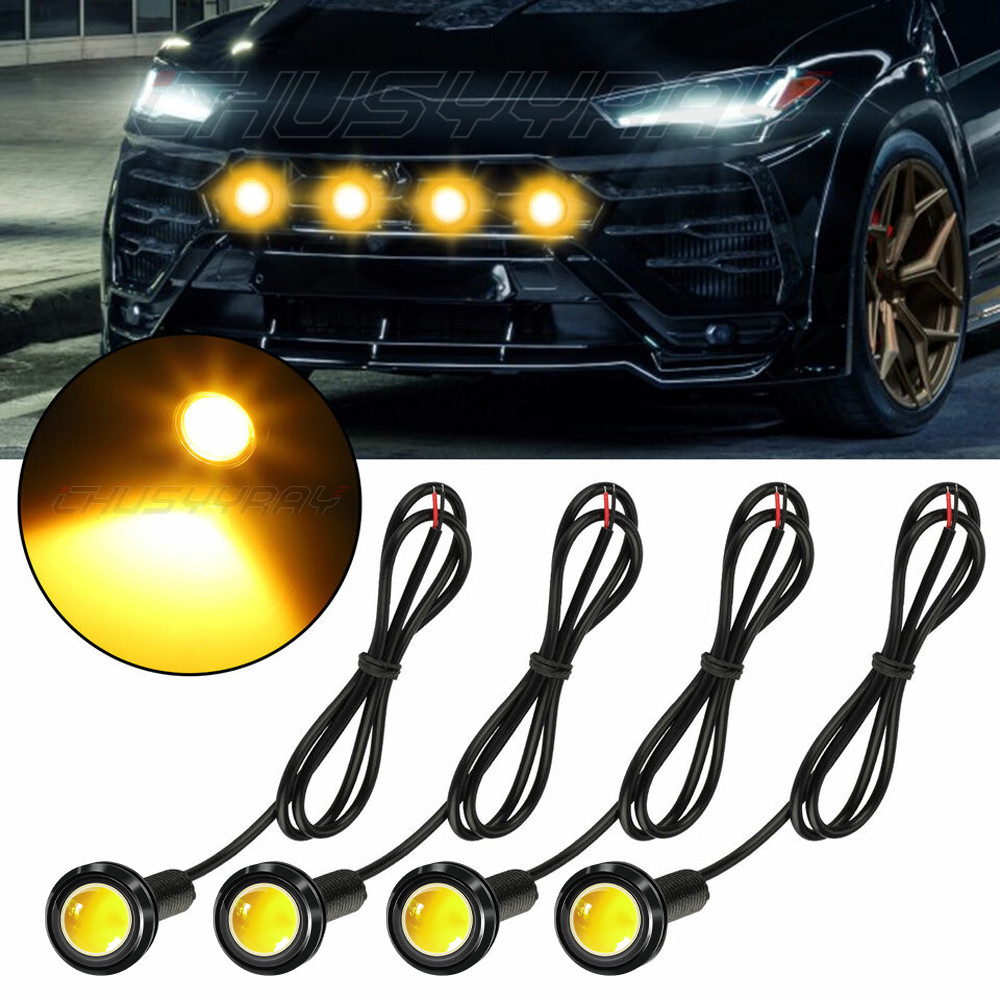 4X Raptor Style Smoked Lens Amber LED Front Grille Running Lights For Ford F150 4X Raptor Style Smoked Lens Amber LED Front Grille Running Lights For Ford F150