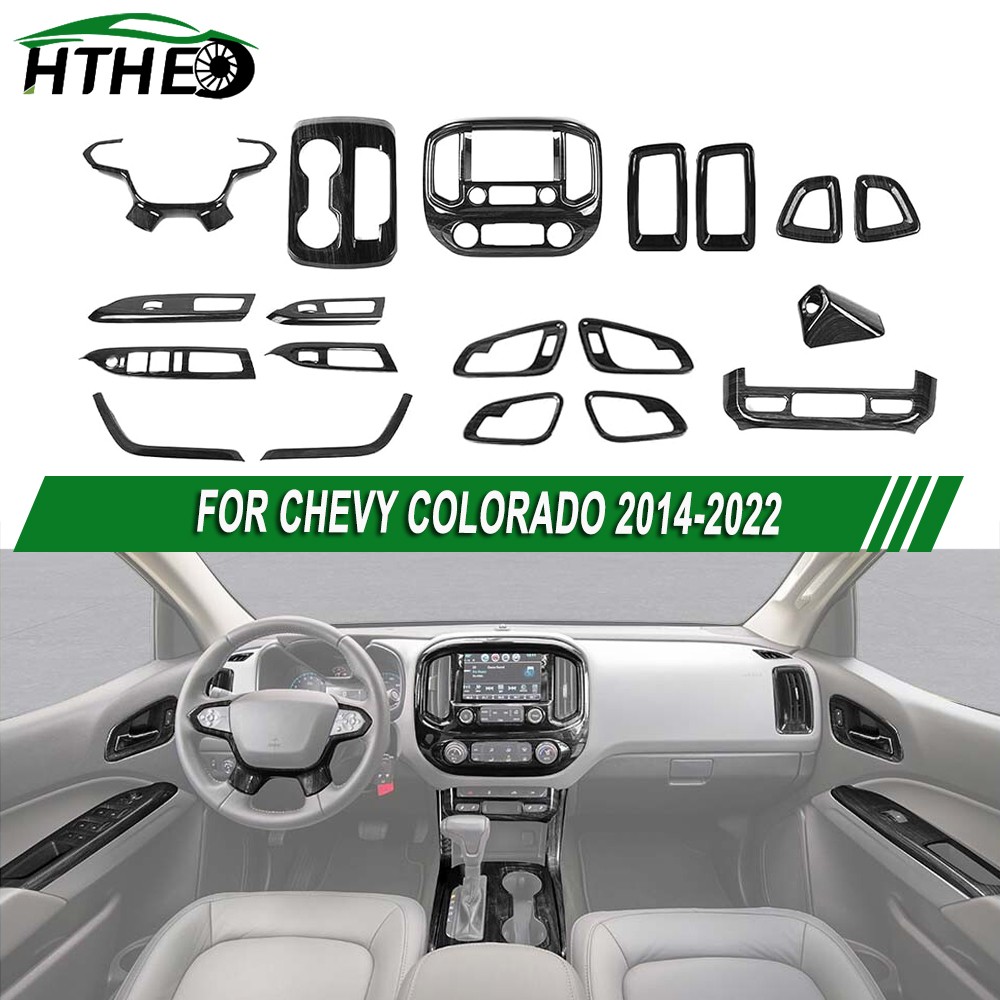 19pc Full Interior Console Dash Cover Trim Kit For Chevy Colorado 14+ Black Wood