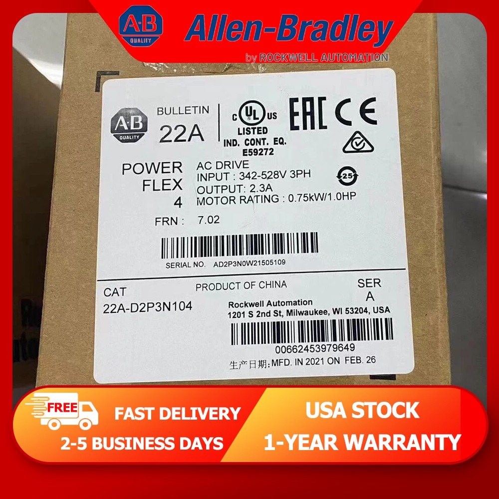2022 New Sealed 22A-D2P3N104 PowerFlex 4 0.75 kW 1 HP AC Drive