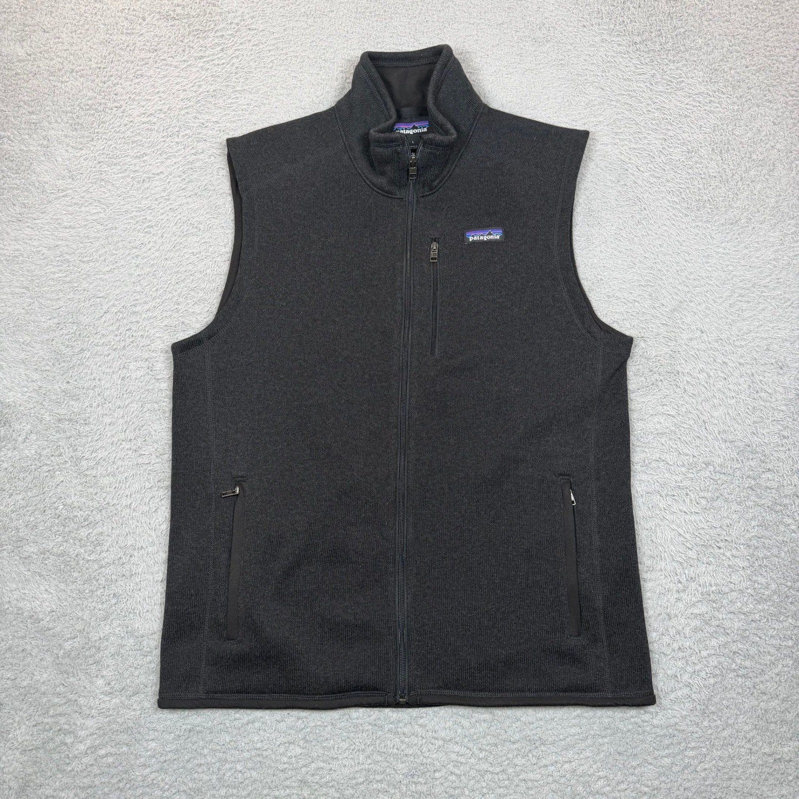 Patagonia Better Sweater Vest Mens Large Black Charcoal Gray Full Zip Fleece L