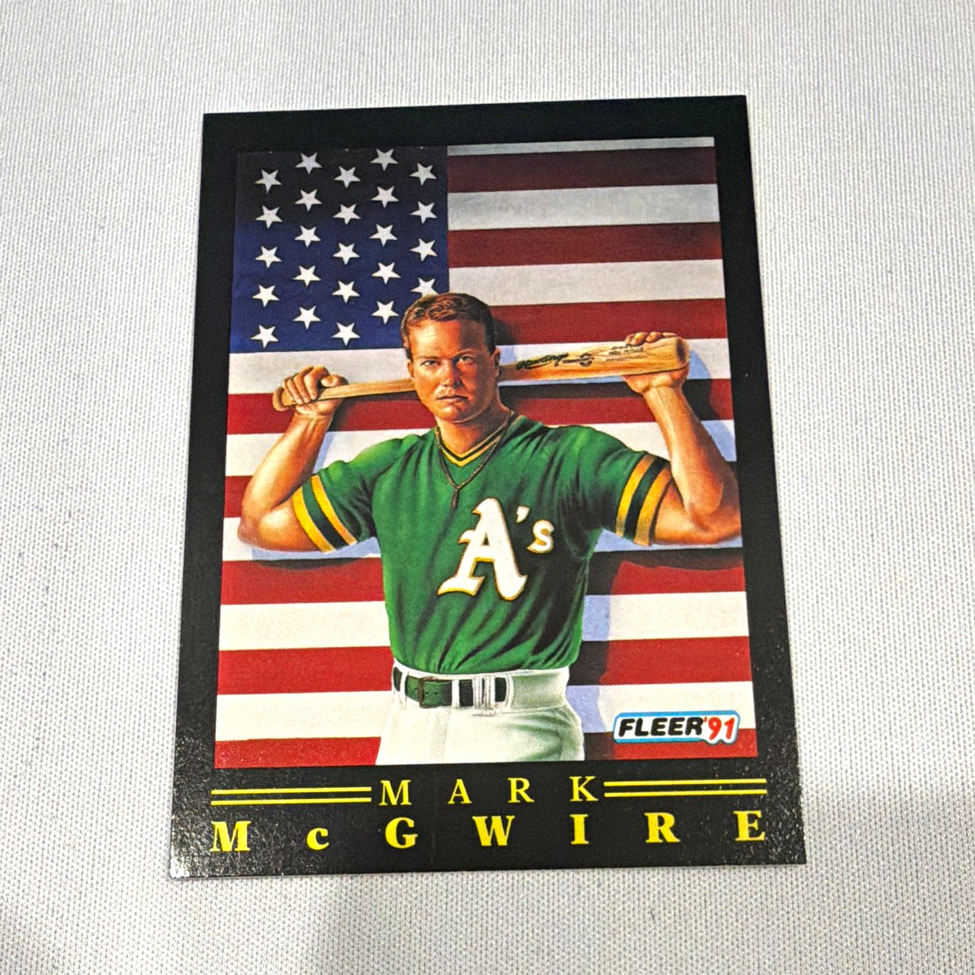 Fleer 1991 Fleer Mark McGwire All American Insert #4 of 12 A\'s Baseball Card Fleer 1991 Fleer Mark McGwire All American Insert #4 of 12 A\'s Baseball Card