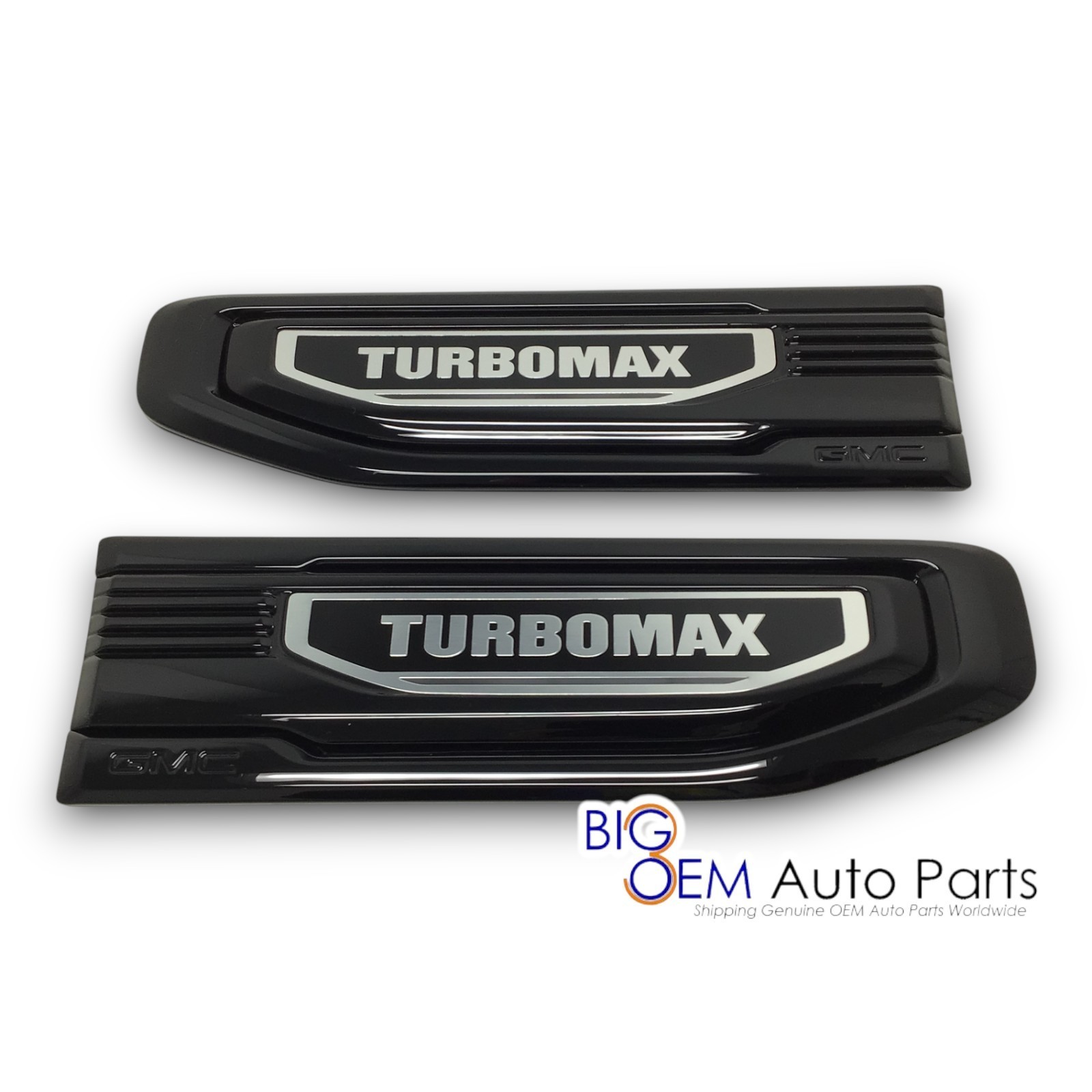OEM New 23-26 GMC Sierra TURBOMAX Driver Passenger Fender Vent Gloss Emblem Set