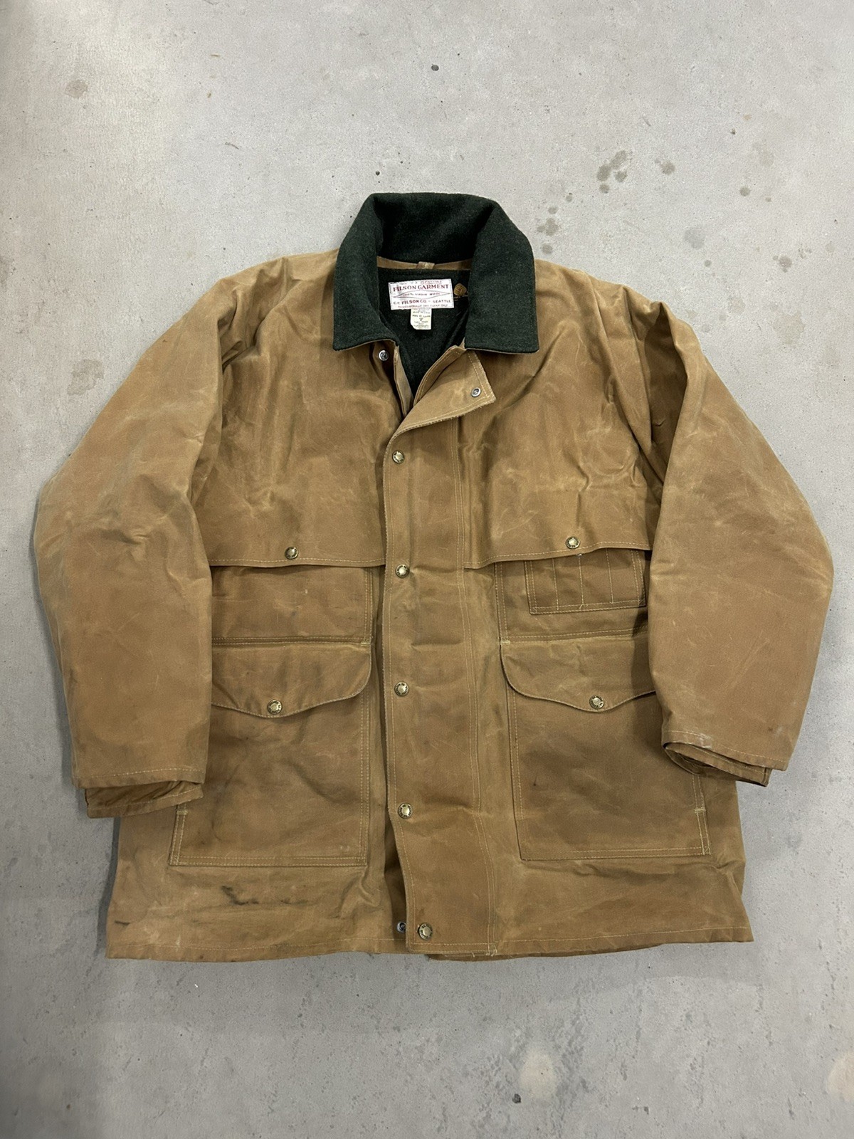 VTG Filson Tin Cloth Jacket Style 61N Size 42 With Wool Snap-In Vest Liner Faded VTG Filson Tin Cloth Jacket Style 61N Size 42 With Wool Snap-In Vest Liner Faded